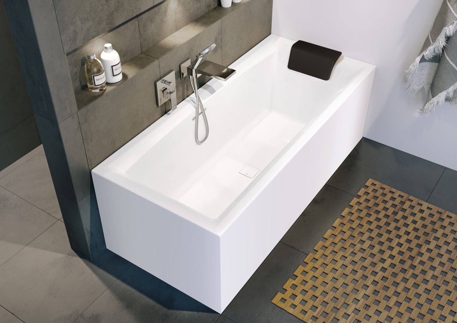Riho Still Square Rechteck-Badewanne 180 x 80 cm mit Riho Fall 3