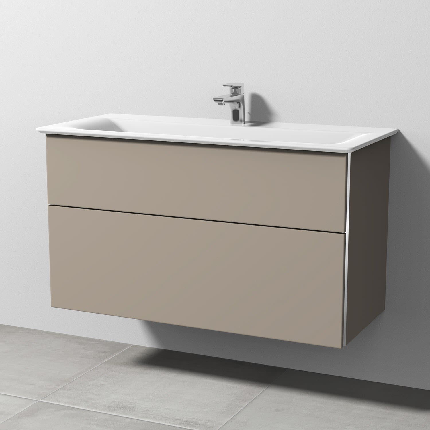 Sanipa 3way Waschtischunterbau für Keramik-Waschtisch Connect Air 104 cm, 2 Auszüge mit Griffleisten, Badmöbel, BS64367,