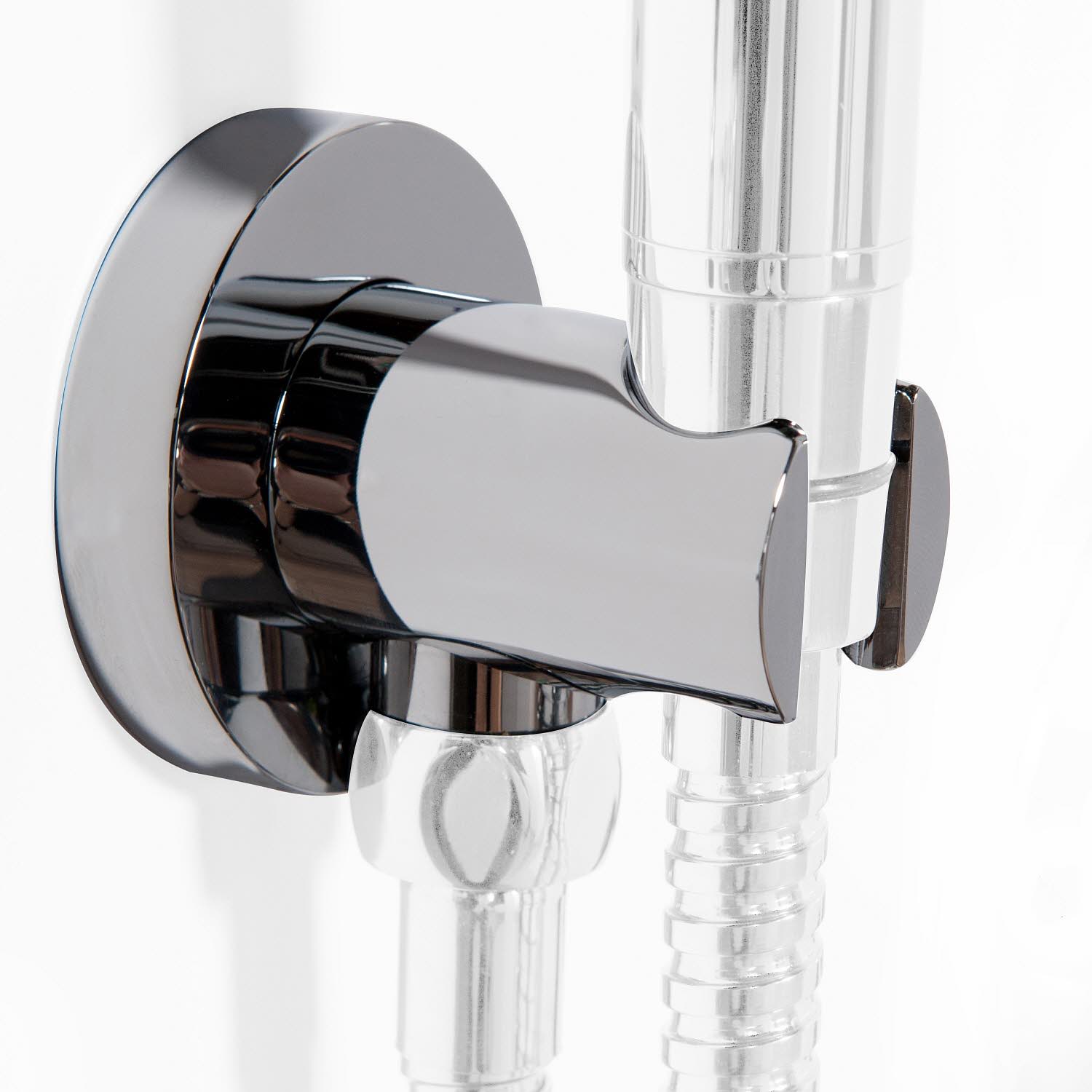 Steinberg Serie 100 Brause-Wandhalter mit Brauseanschlussbogen 100.1667, Badarmaturen, chrom 100 1667