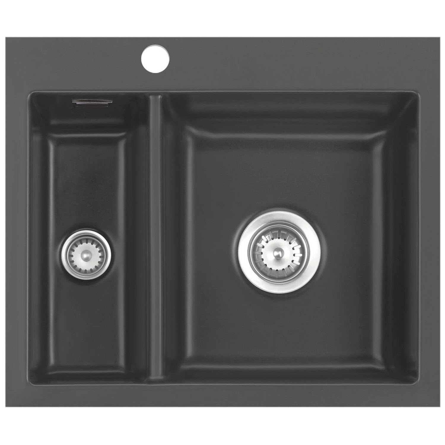 Systemceram Keradomo Mera 60 F Spüle für flächenbündigen Einbau mit Handbetätigung, inkl. Armaturbohrung, Küchenspülen, 559801-85, schiefer - B: 57,1 T: 48,6 H: 20 cm - schiefer