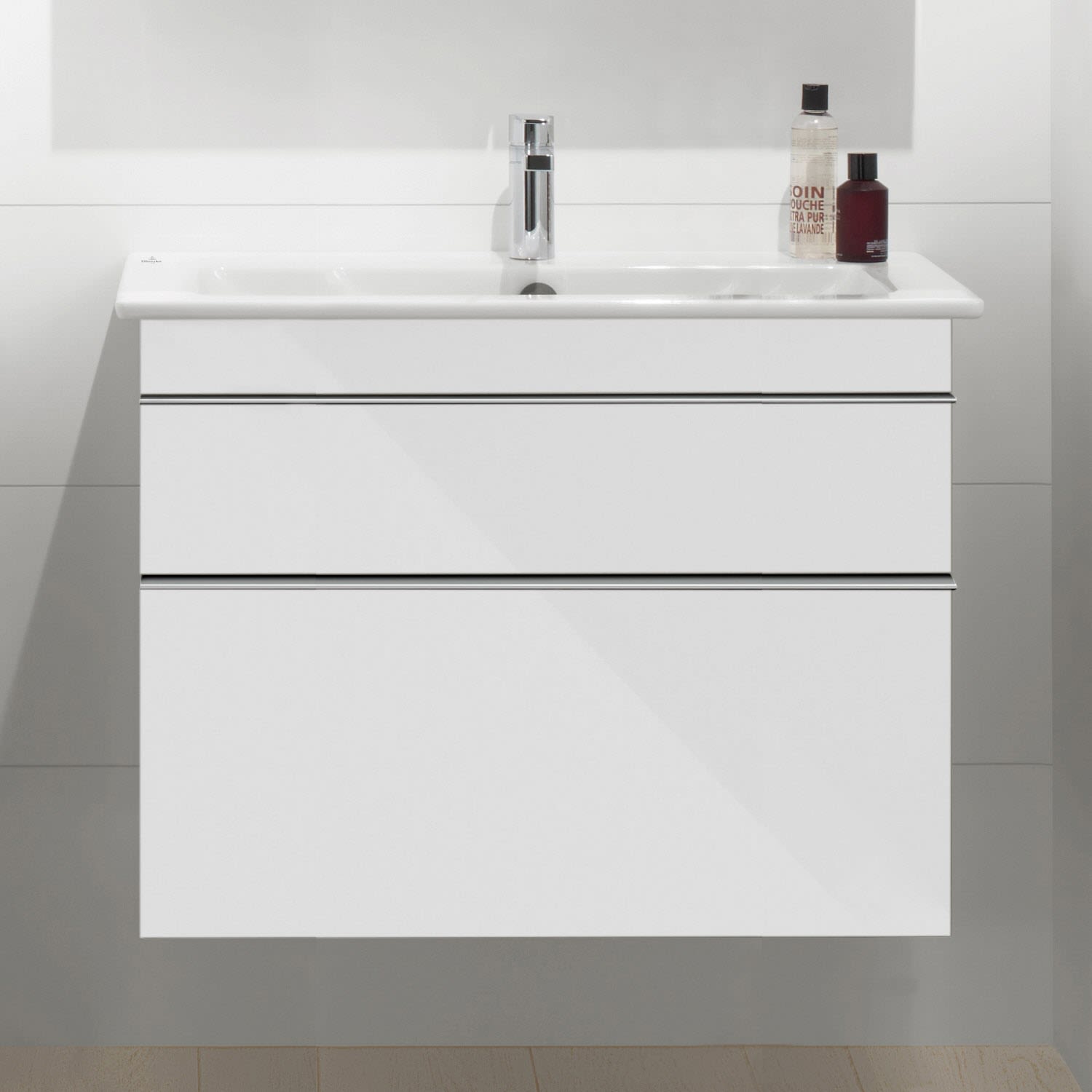 Villeroy & Boch Venticello Waschtisch-Kombination 80 cm mit 2 Auszügen, 1 Hahnloch und 1 Überlauf A92501DH+41048LR1, Badmöbel,