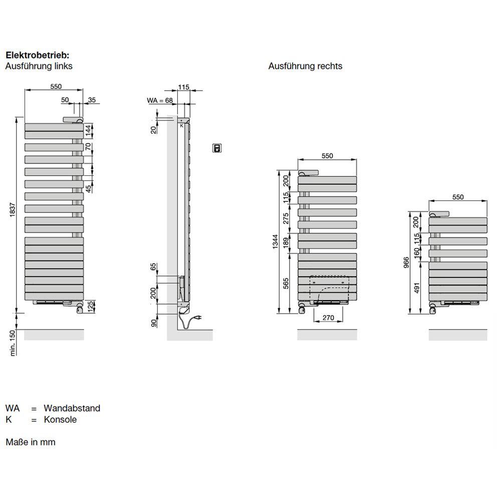 Radiateur électrique design Zehnder Roda Twist Air Spa ZRE30255B100000 ROER-140-55/IPS, 1344 x 550 mm, blanc, RAL 9016 3