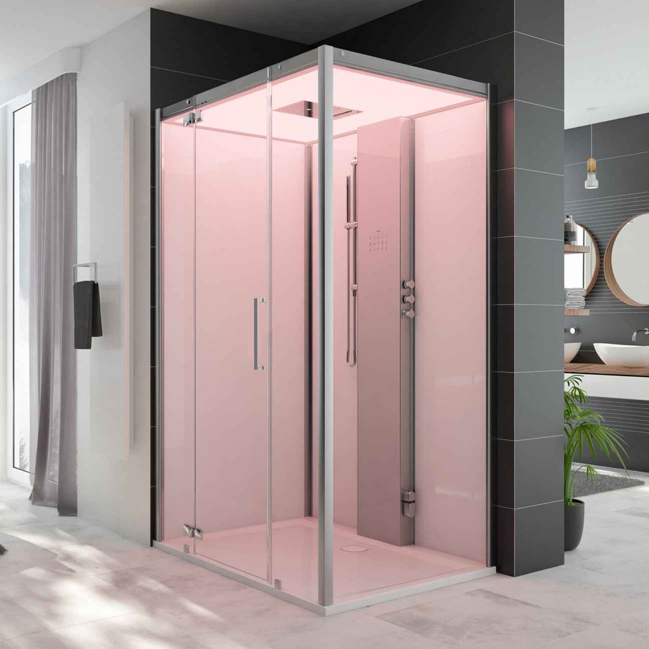 HOESCH SensePerience Dampfbad 140 x 100 cm für Ecke links mit Duschwanne mit Antirutsch, Sauna / Dampfbad, 532341.010550, weiß