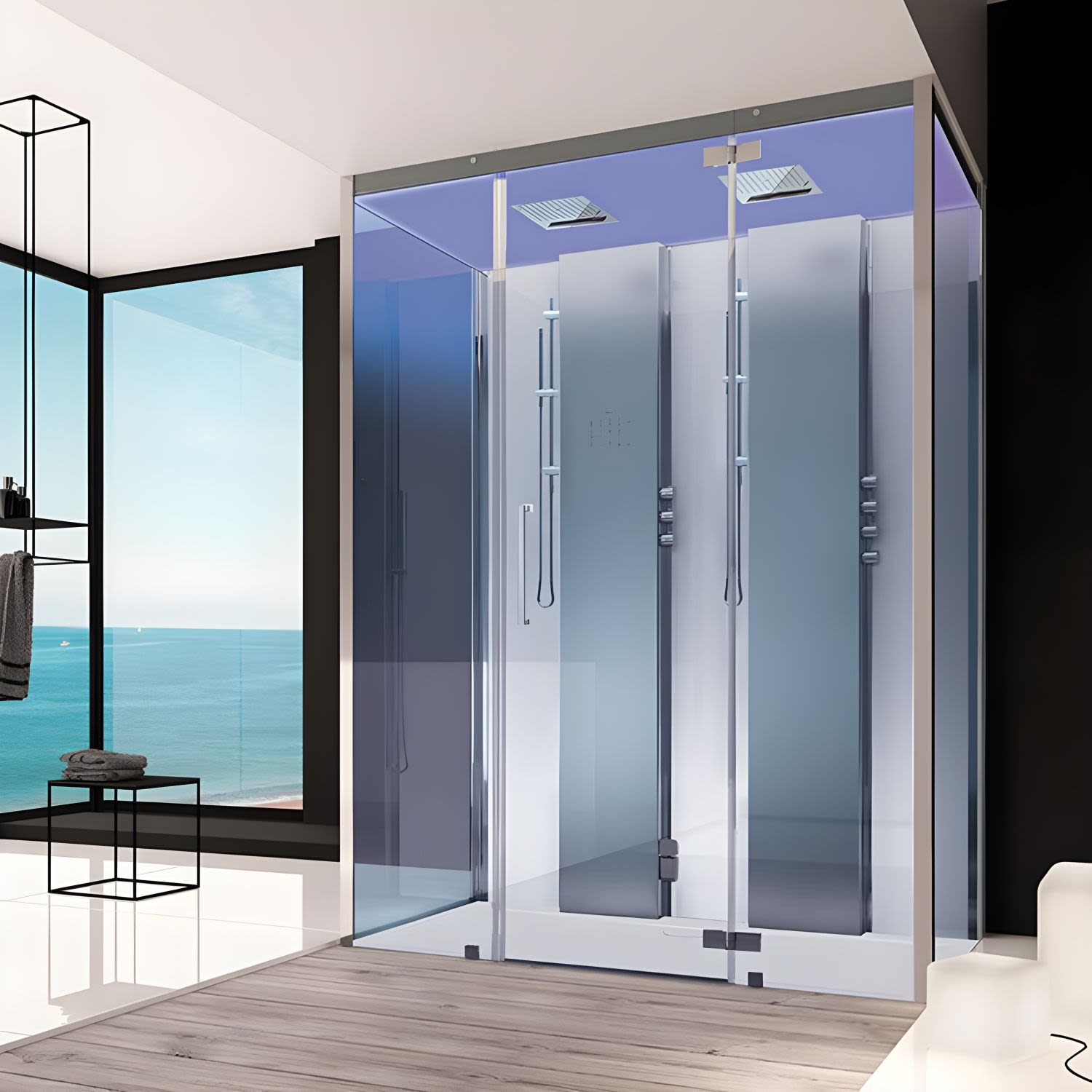 HOESCH SensePerience Dampfbad 180 x 100 cm Vorwand, Duschwanne mit Antirutsch, Sauna / Dampfbad, 533381.010550, weiß
