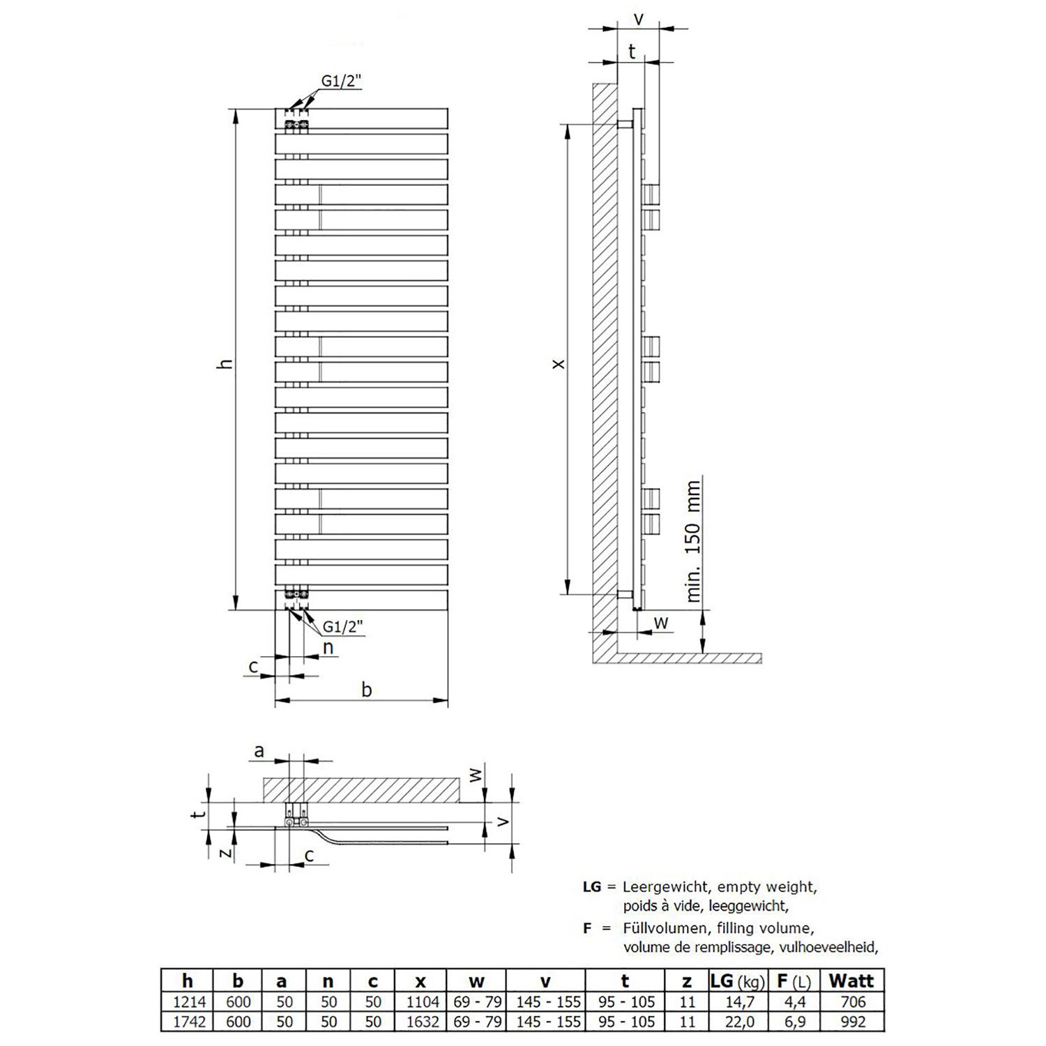 HSK Yenga Plus Badheizkörper 60 x 174,2 cm 3
