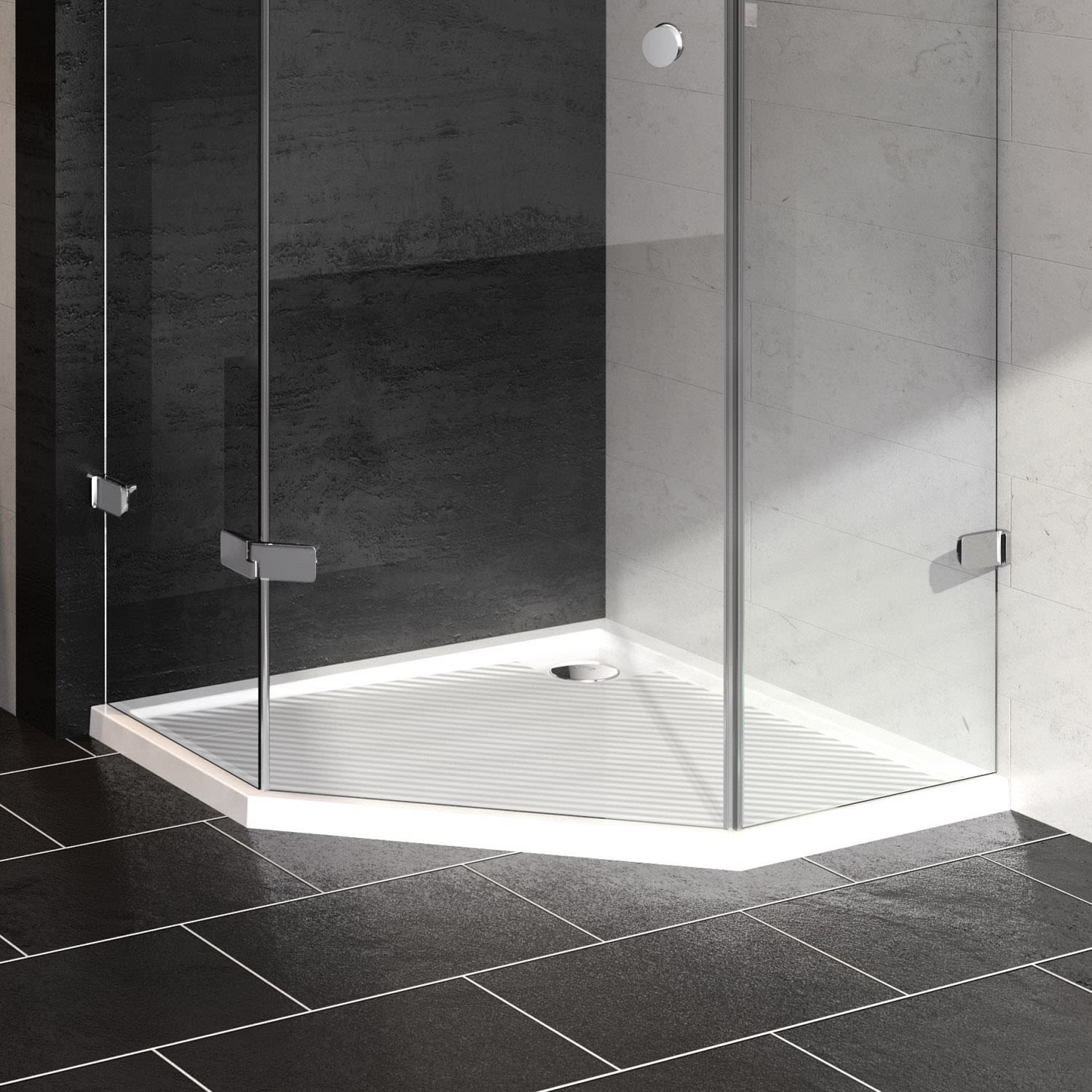 HÜPPE Purano 5-Eck Duschwanne 90 x 90 cm 210601055, Duschwannen, weiß