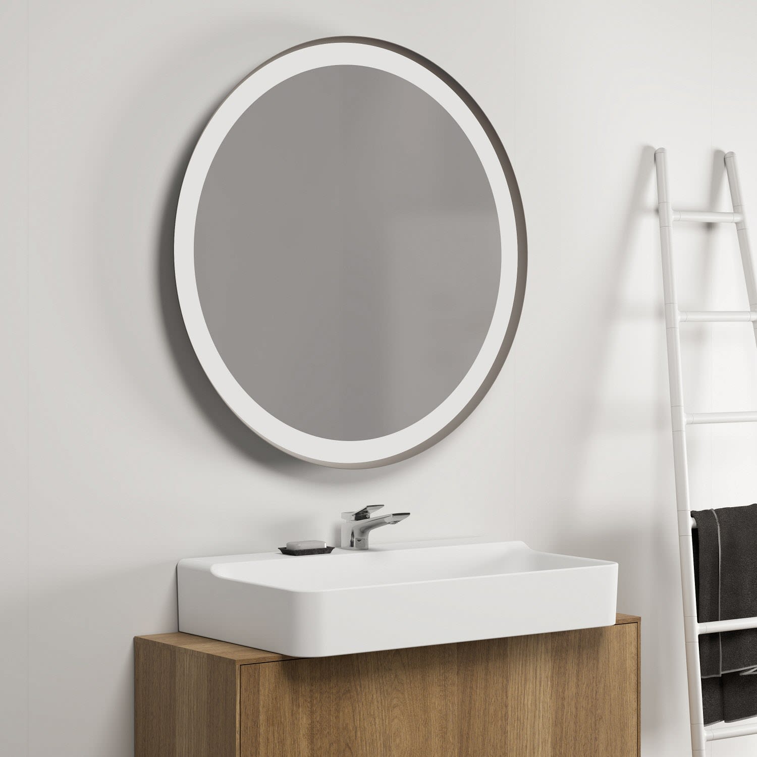 Ideal Standard Miroir T4133BH 90x2,6x90 cm, 60 W, rond, avec éclairage ambiant, neutre 3