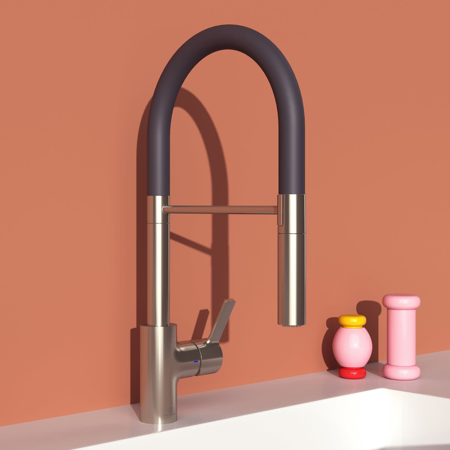 Ideal Standard robinet de cuisine BD417GN tempête argentée, avec douchette 2 fonctions en métal