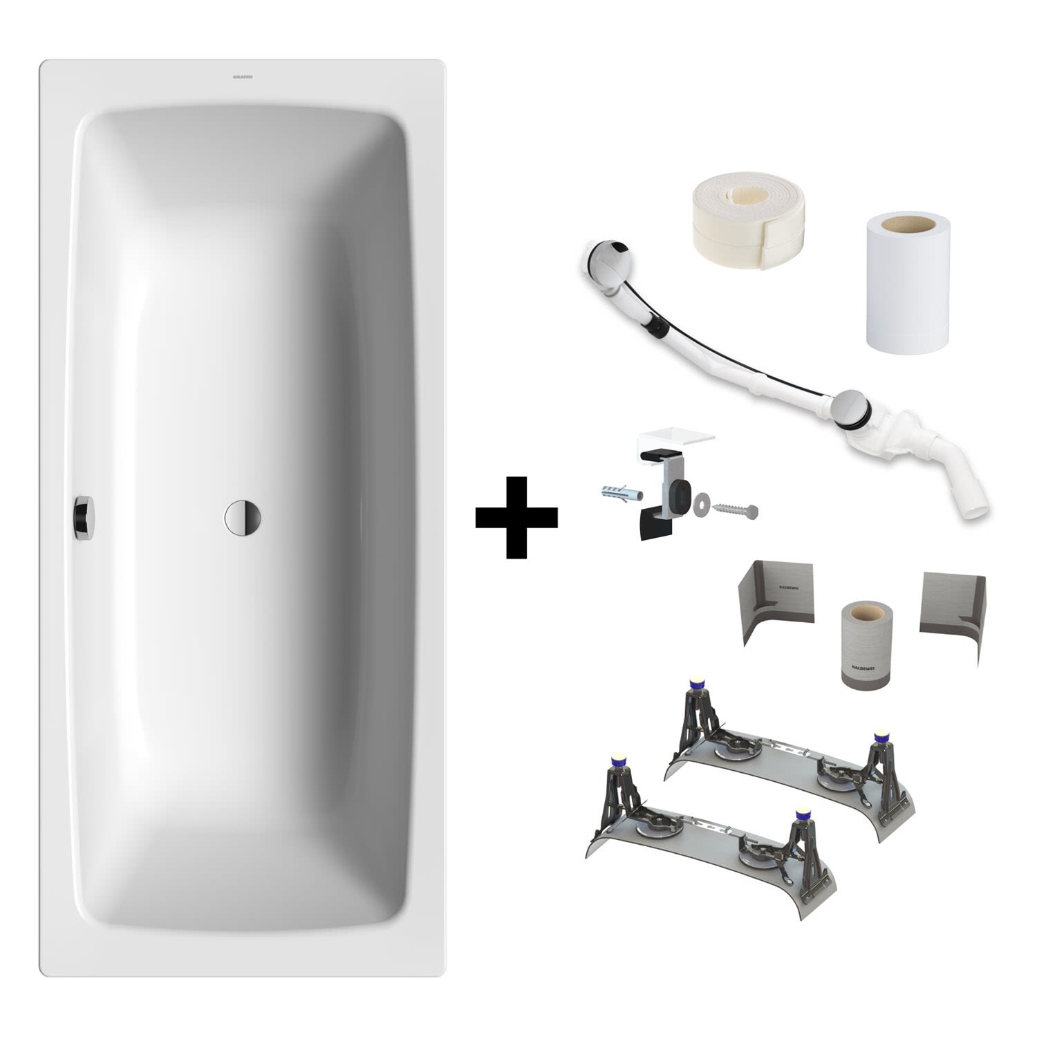 Kaldewei CAYONO DUO Mod. 724 Badewanne 170 x 75 cm mit Installationsset BIS 5042, Badewannen, alpinweiß 272400010001-Set