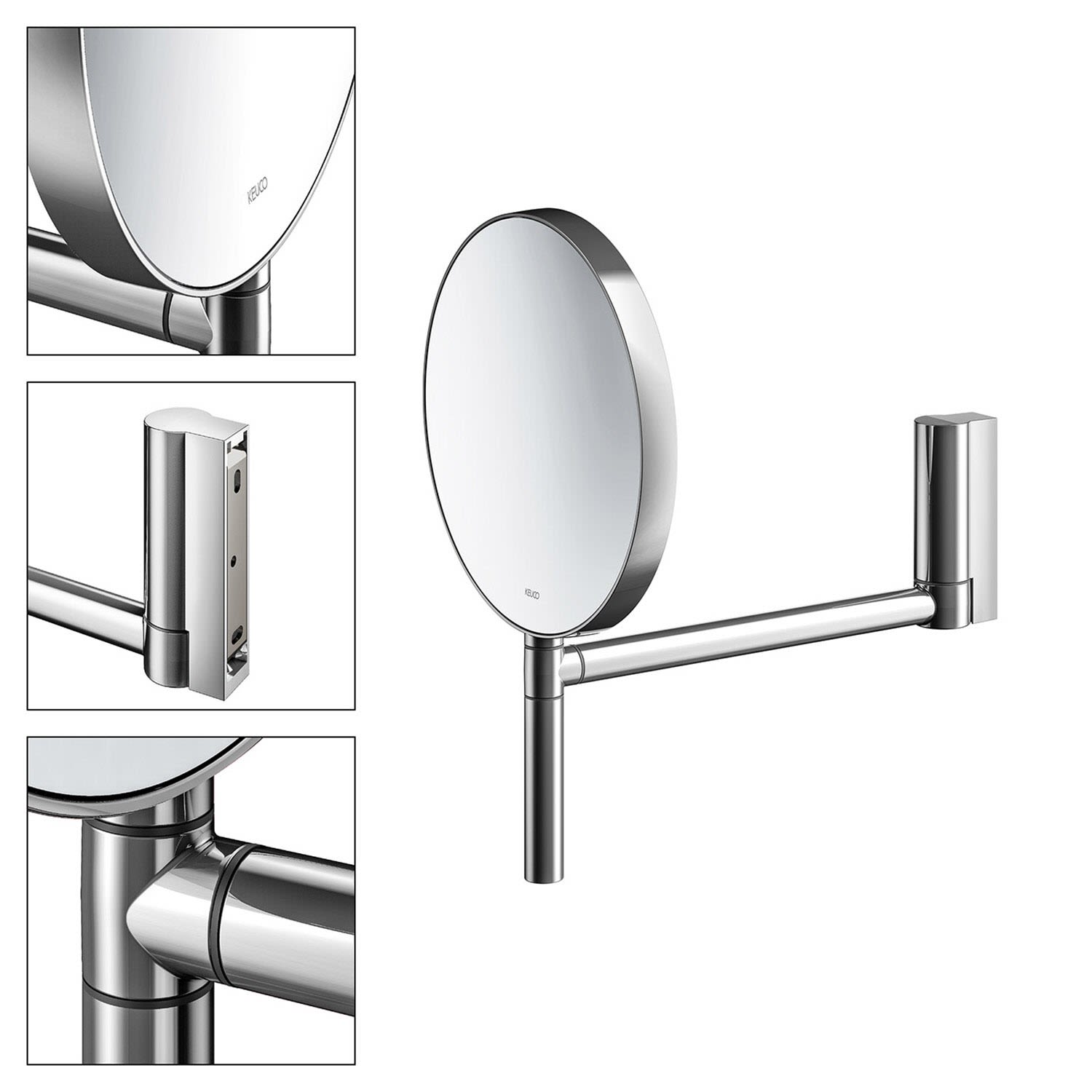 Miroir cosmétique Keuco Plan 17649010002, grossissement x5, Ø 193 mm, sans éclairage, chromé 3