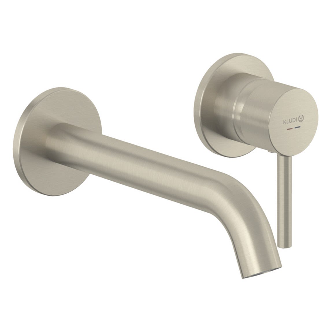 Kludi BOZZ Unterputz Waschtisch Zweiloch-Wand-Einhandmischer, Ausladung 23 cm, Badarmaturen, stainless brushed nickel 38245N576