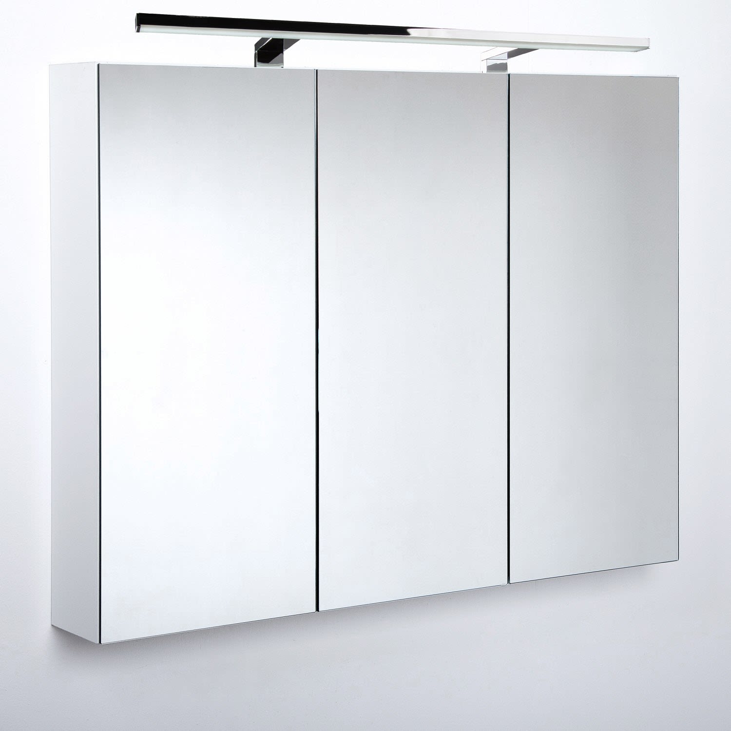 Kronenbach Plana 2.0 Spiegelschrank 120 cm mit 3 Türen und LED-Aufsatzleuchte, KBSPSDB7123T14165, Badmöbel,