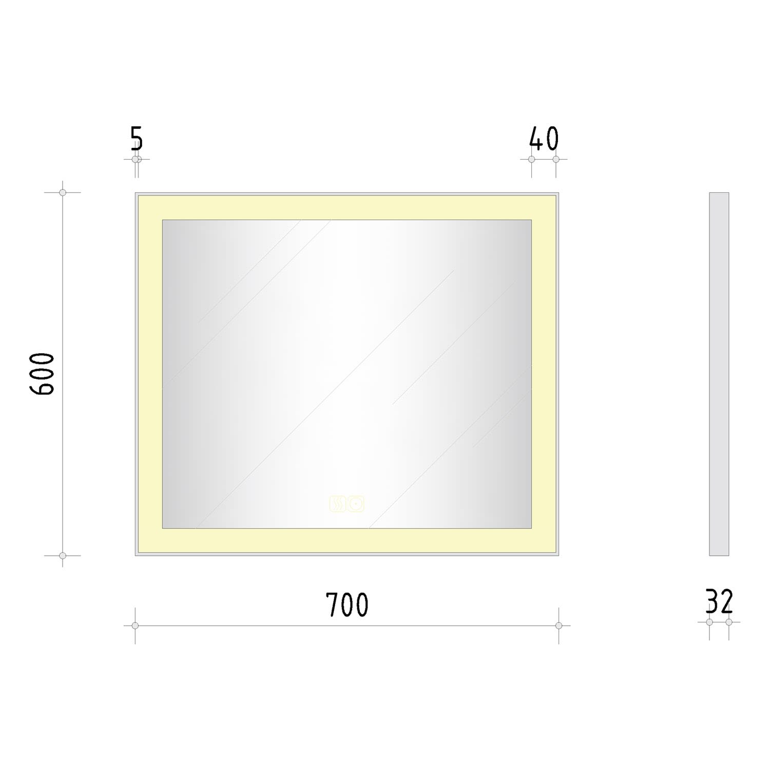 Kronenbach Day Badspiegel 70 x 60 cm mit dimmbarer LED-Beleuchtung und Antibeschlag 4
