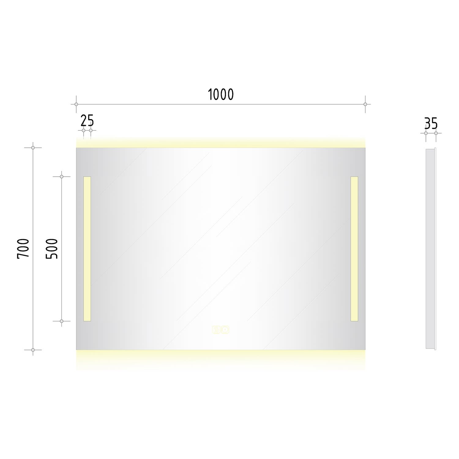 Kronenbach Sun Badspiegel 100 x 70 cm mit LED Seiten- und Hintergrundbeleuchtung 4