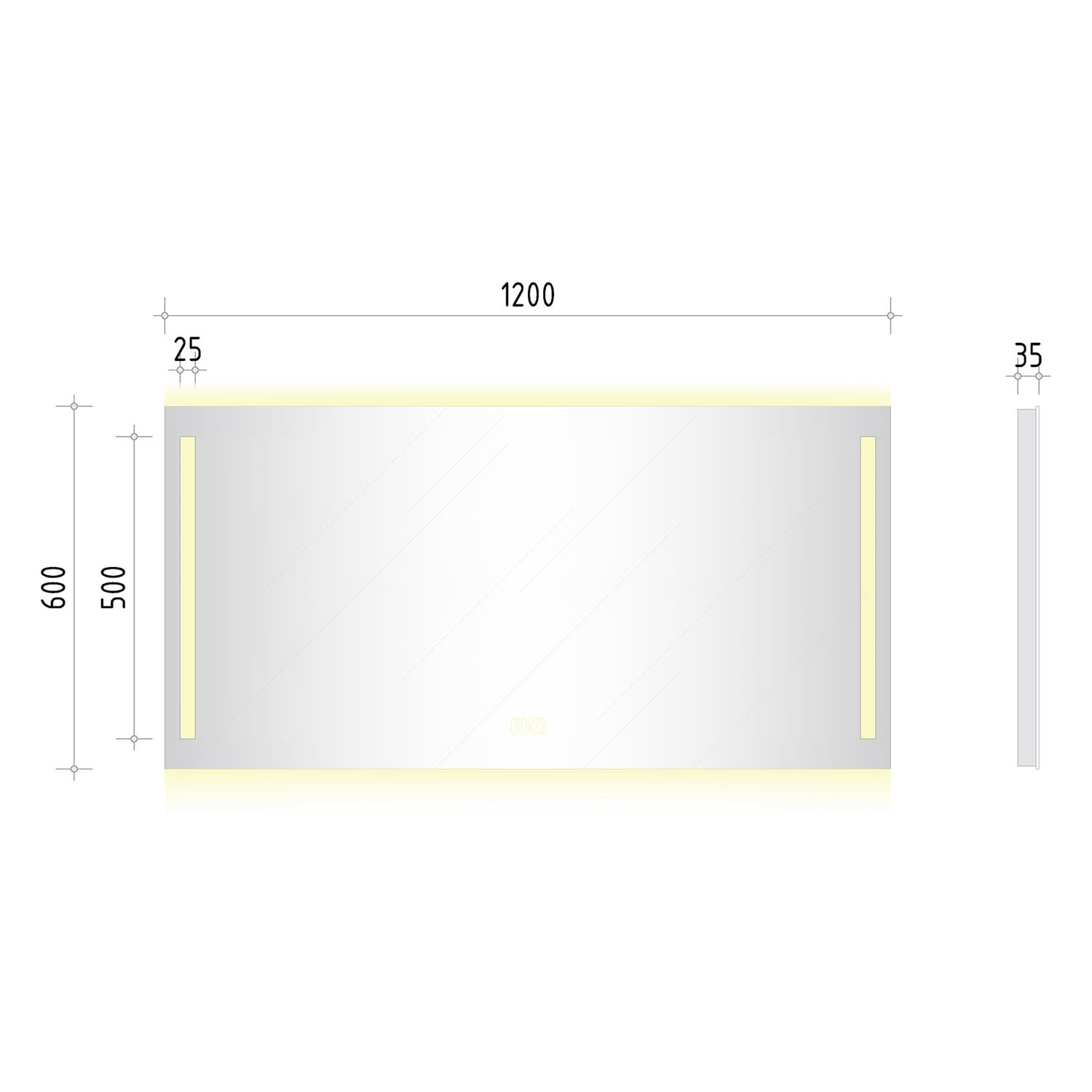 Kronenbach Sun Badspiegel 120 x 60 cm mit LED Seiten- und Hintergrundbeleuchtung für stilvolles Badezimmerambiente 4