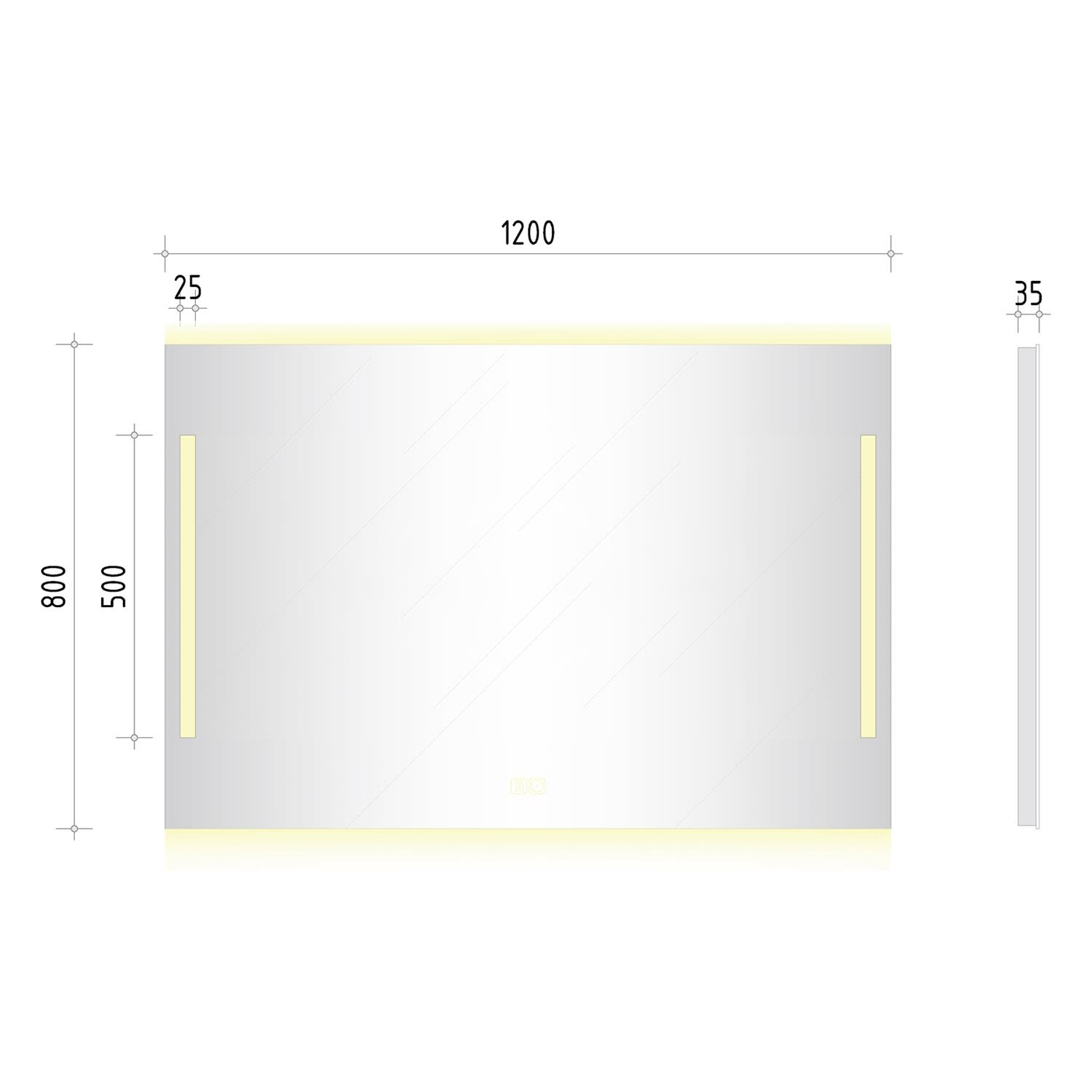 Kronenbach Sun Badspiegel 120 x 80 cm mit LED Seiten- und Hintergrundbeleuchtung 4