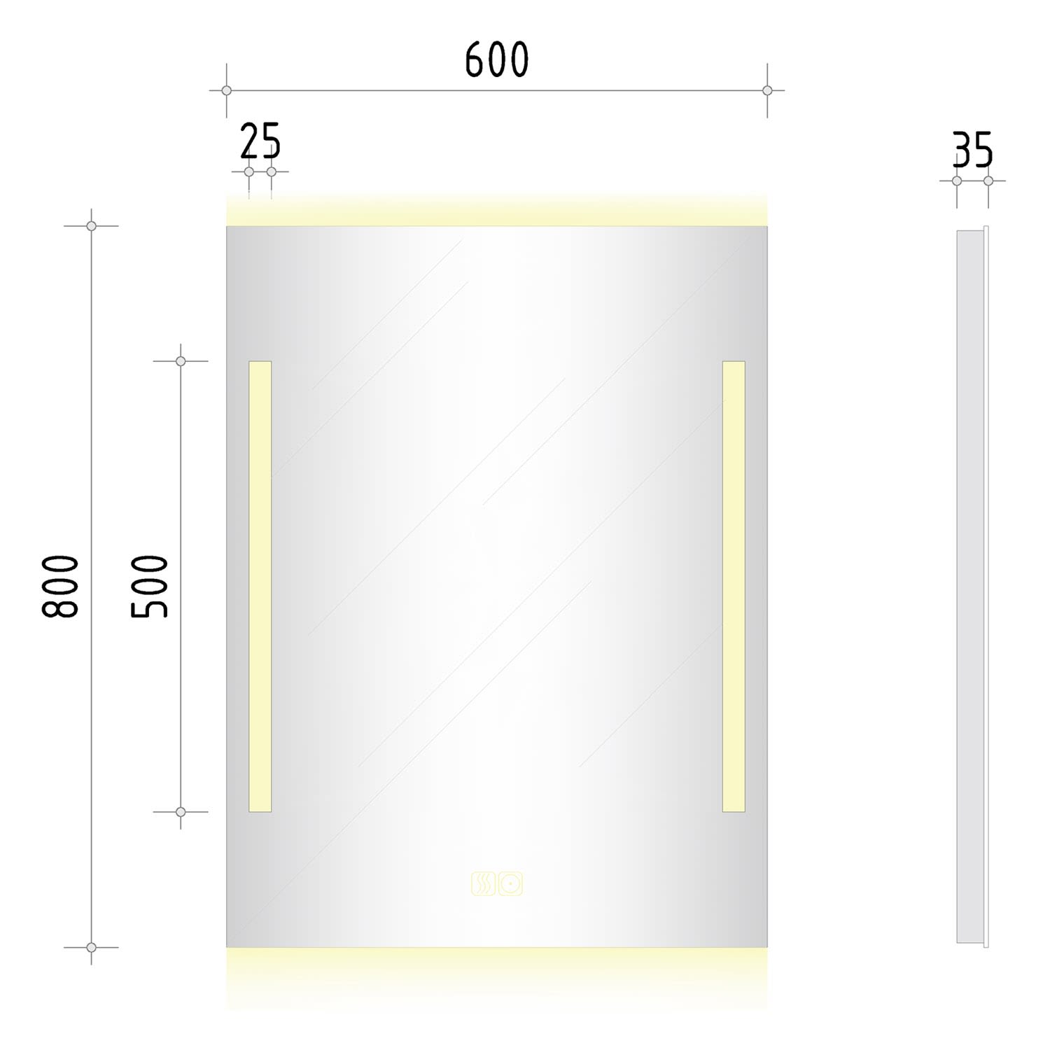 Kronenbach Sun Badspiegel 60 x 80 cm mit LED Seiten- und Hintergrundbeleuchtung 4