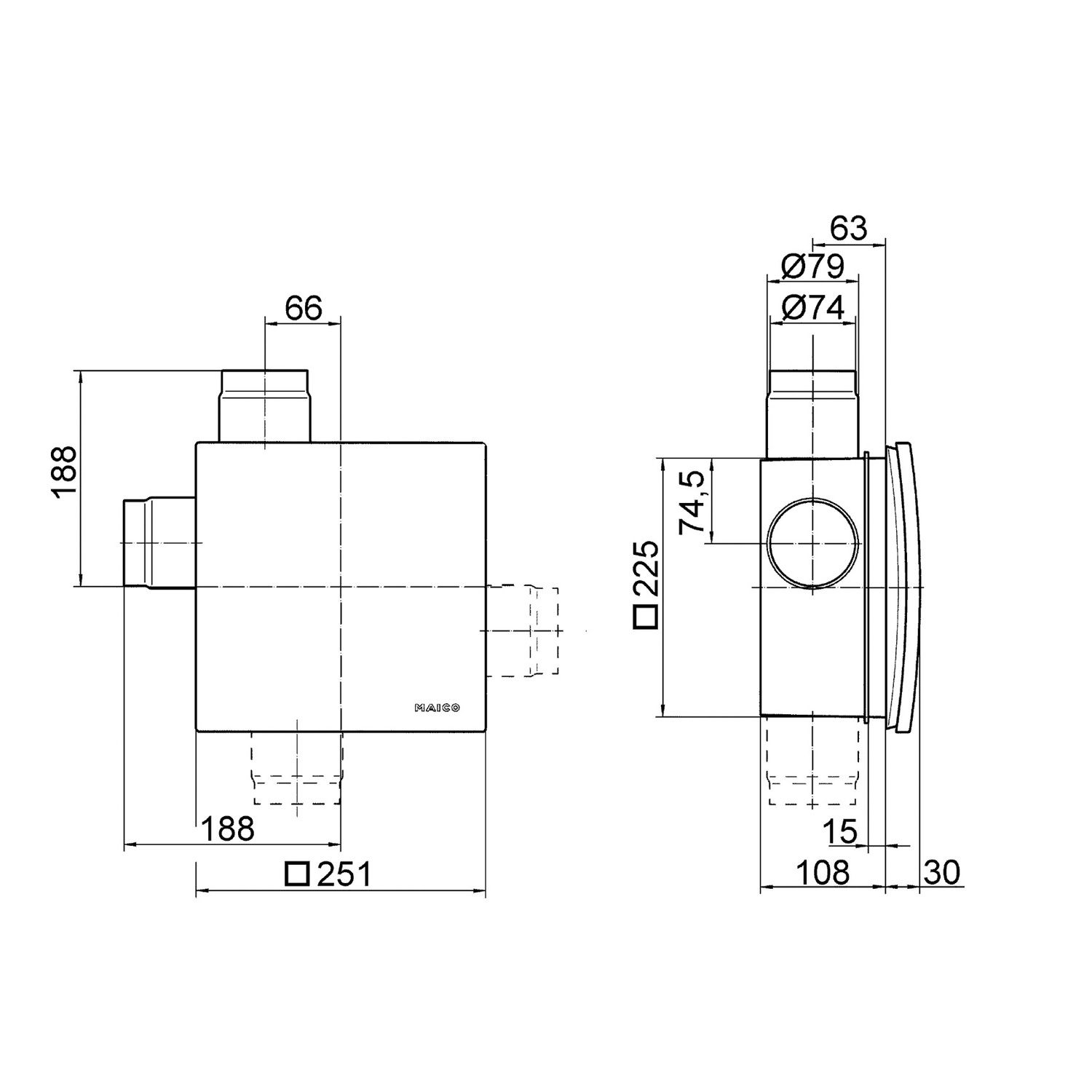 MAICO Ventilatoreinsatz mit Abdeckung und Filter zum Einbau in Unterputzgehäuse 2