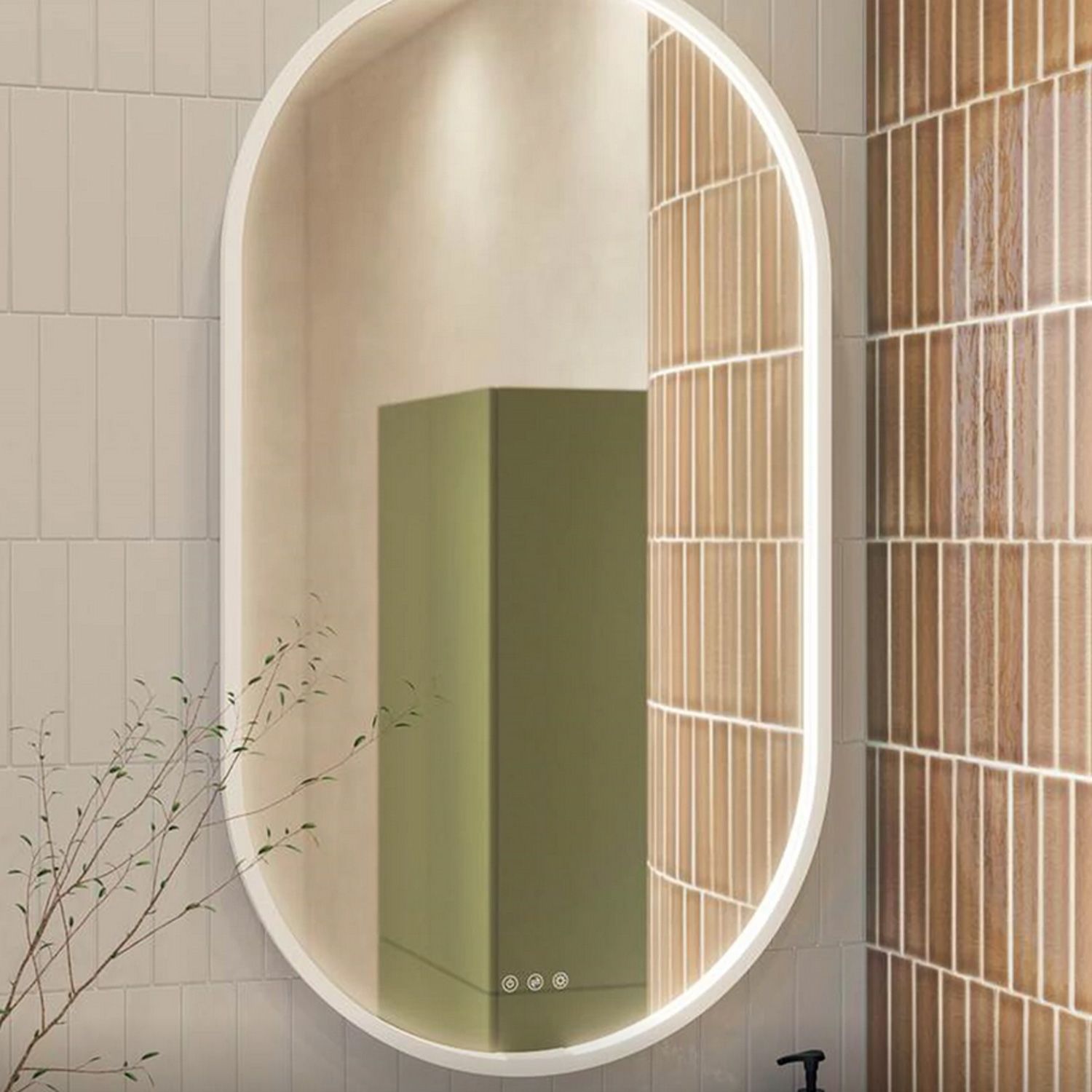 Dansani You Badezimmerspiegel Moon 105 x 60 cm mit LED Beleuchtung und Spiegelheizung in weiß matt 2