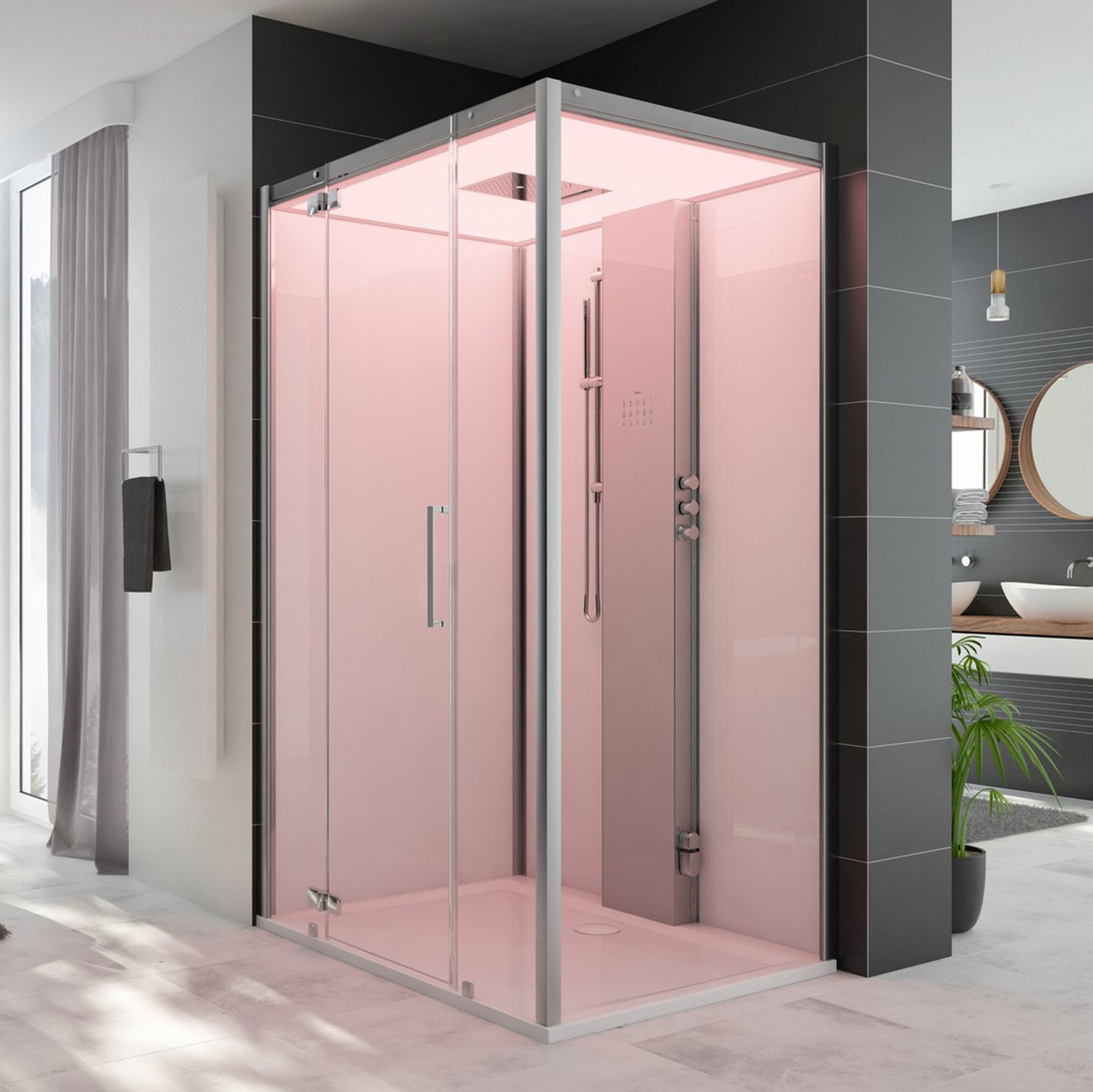 HOESCH SensePerience Dampfbad 120 x 100 cm für Vorwand, mit Duschwanne mit Antirutsch, Sauna / Dampfbad, 533321.010550, weiß