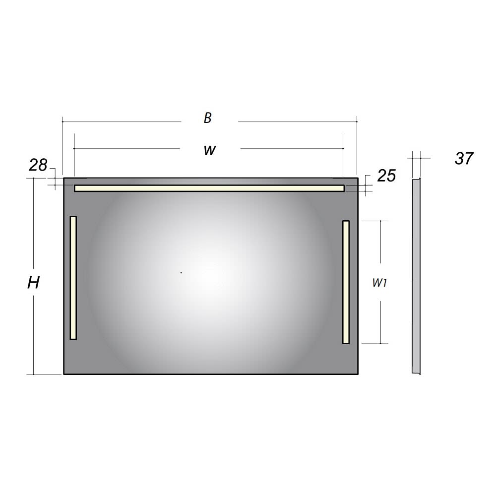 Megabad Profi Collection Loft LED Badspiegel 180 x 80 cm mit Dimmer und Spiegelheizung 4