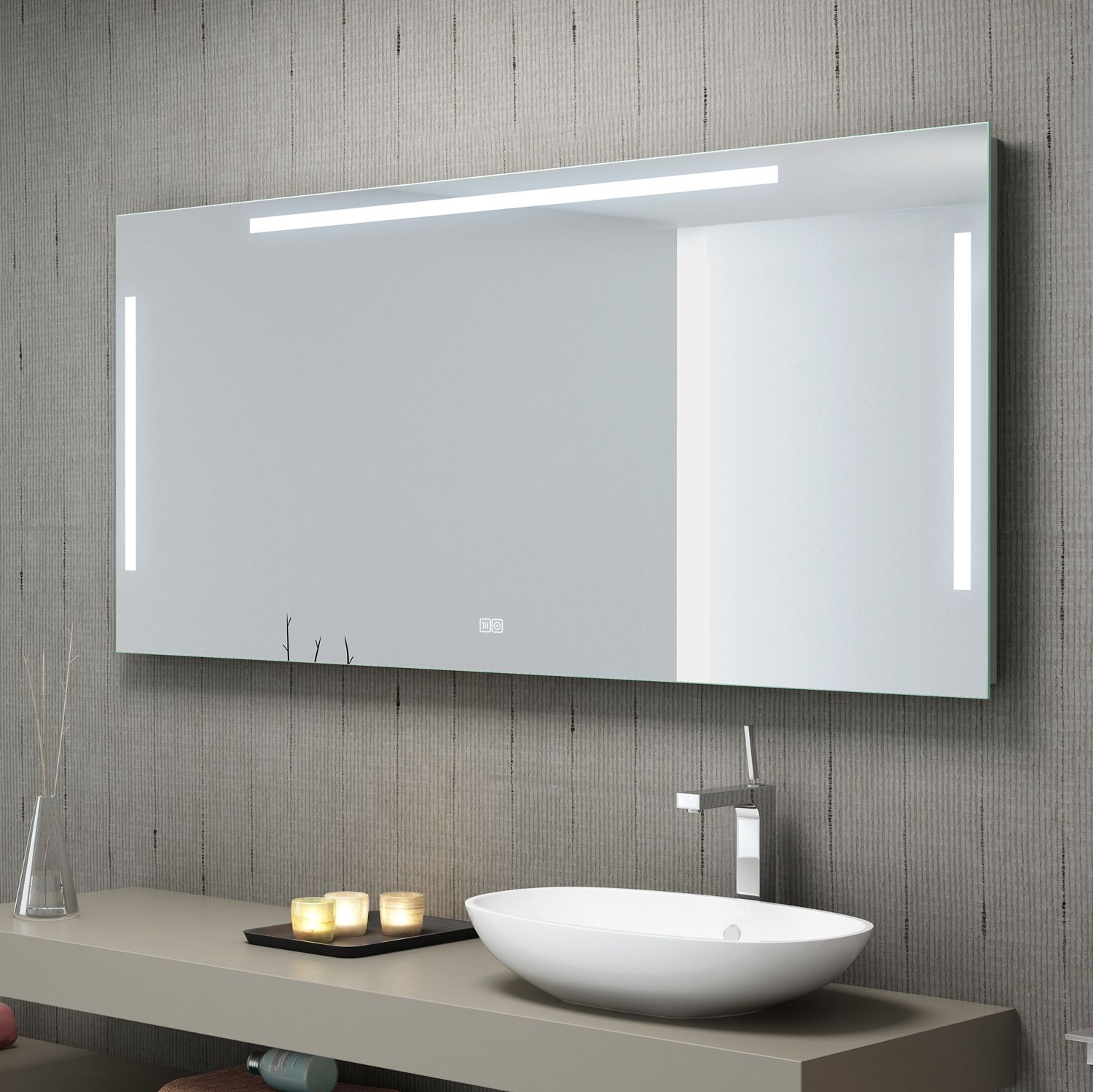 Megabad Profi Collection Loft LED Badspiegel 180 x 80 cm mit Dimmer und Spiegelheizung
