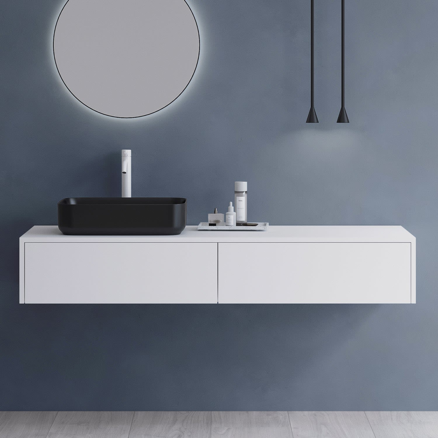 Megabad Profi Collection Megabad Art Waschtischkonsole 150 cm mit 2 Auszügen 21MF1001150I, Badmöbel,