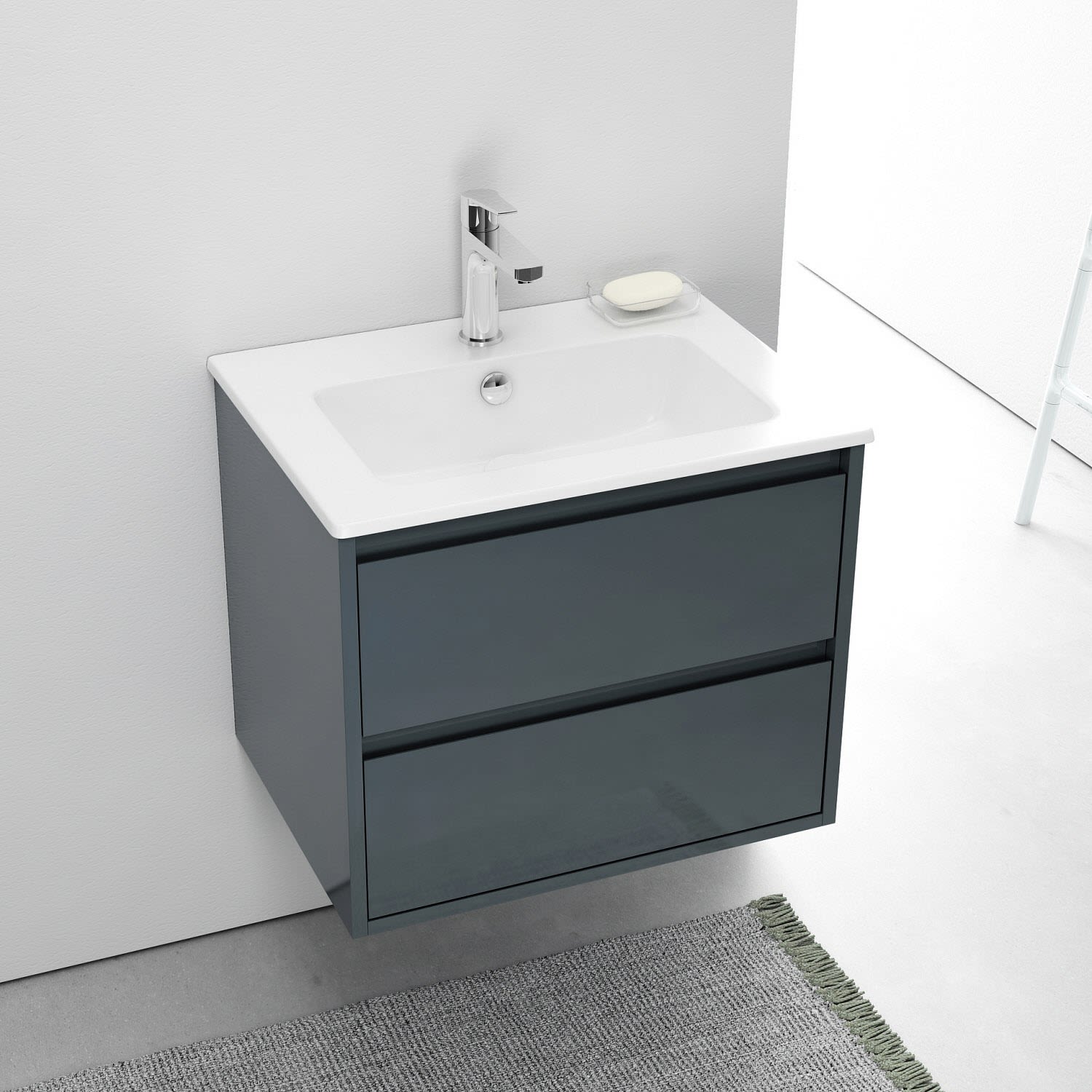 Megabad Profi Collection Megabad Loft Waschtisch mit Unterschrank 60 cm, 2 Auszüge 21MG1019060IS, Badmöbel,