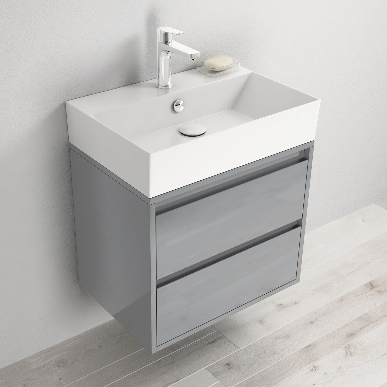 Megabad Profi Collection Megabad Pure 2.0 Waschtisch mit Unterschrank 60 cm mit 2 Auszügen 21SF1014060IS, Badmöbel,