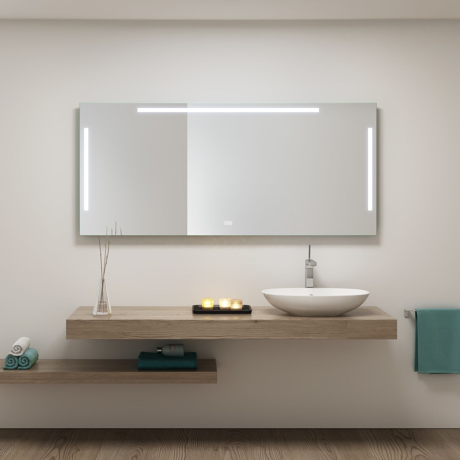 Megabad Profi Collection Loft LED Badspiegel 120 x 80 cm mit Dimmer und Spiegelheizung 2