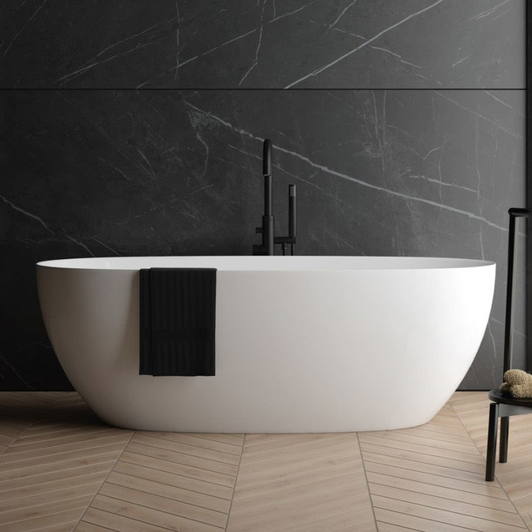 OLTENS Ebba freistehende Badewanne oval 170 x 80 cm, Badewannen, 12012000, weiß - weiß