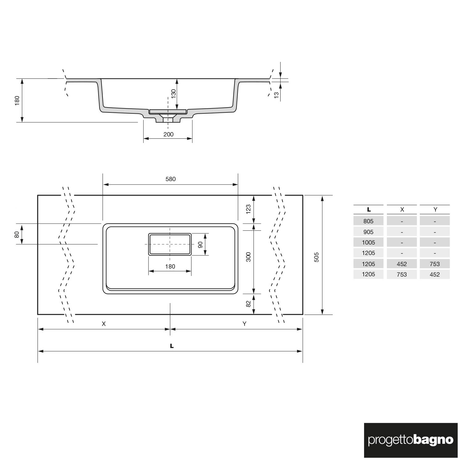 progettobagno Evo 54 Lago Uno Waschtisch mit Unterschrank  120 cm ohne Hahnloch 3
