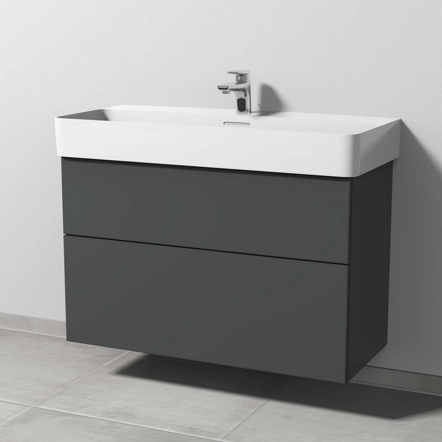 Sanipa 3way Waschtischunterbau für Keramik-Waschtisch Val 95 cm, 2 Auszüge mit Push to open