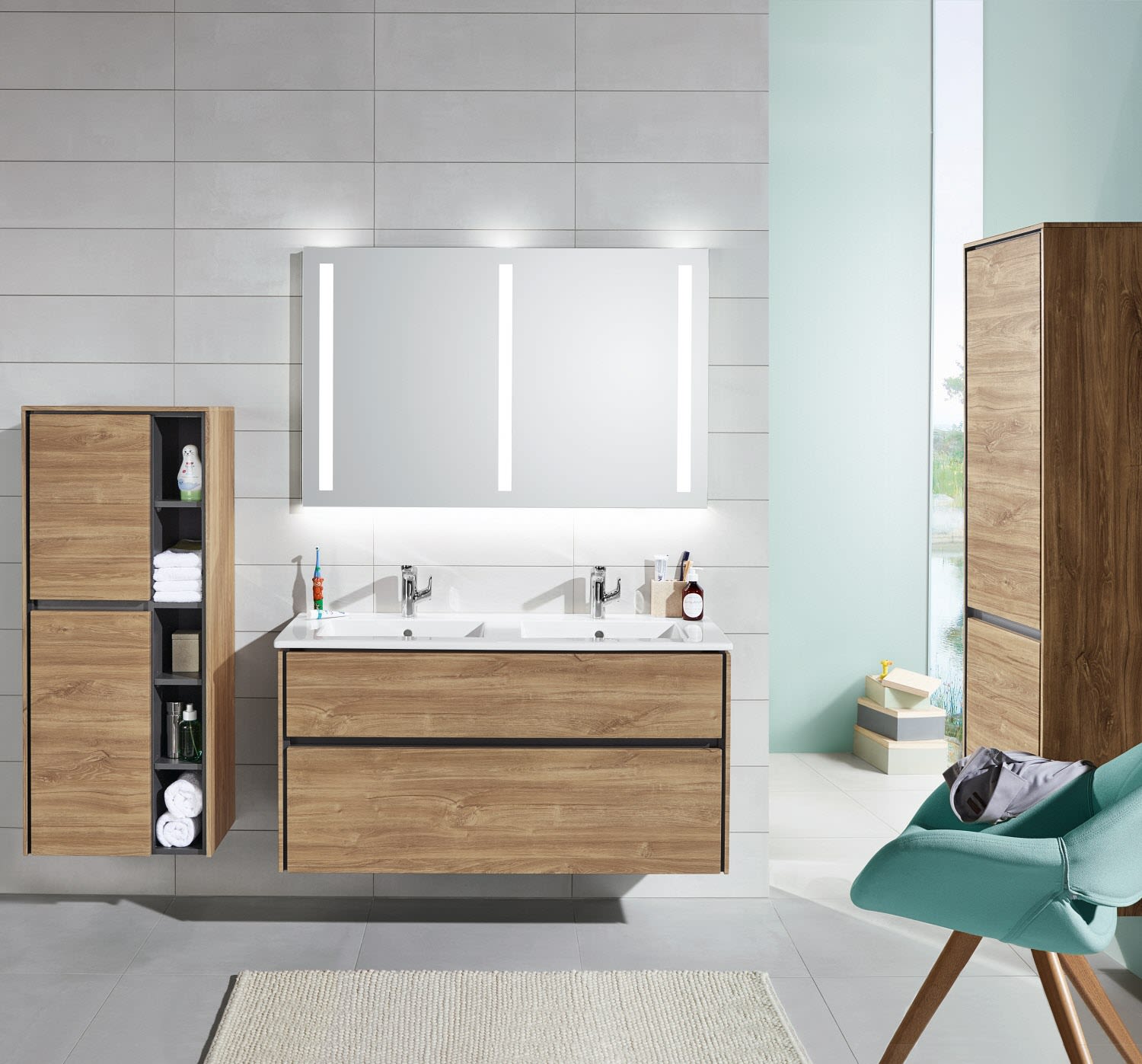 Sanipa Twiga Hochschrank 47,5 cm, 1 Wäschekippe, 1 Türe mit Türanschlag links 2