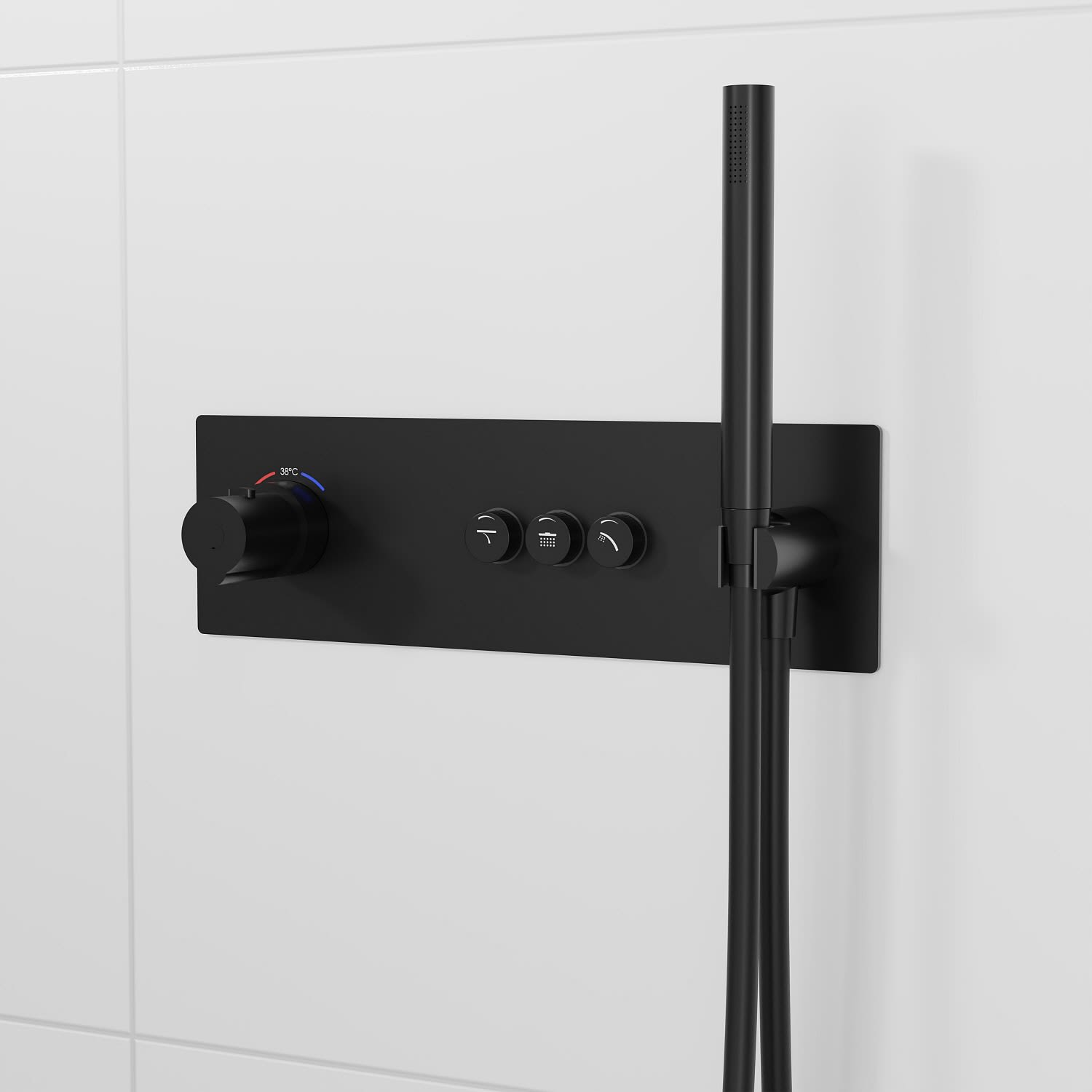 Steinberg Sensual Rain UP-Thermostat für 3 Verbraucher, mit Mengenregulierung 390.4232 1 S, Badarmaturen, schwarz matt 390 4232 1 S