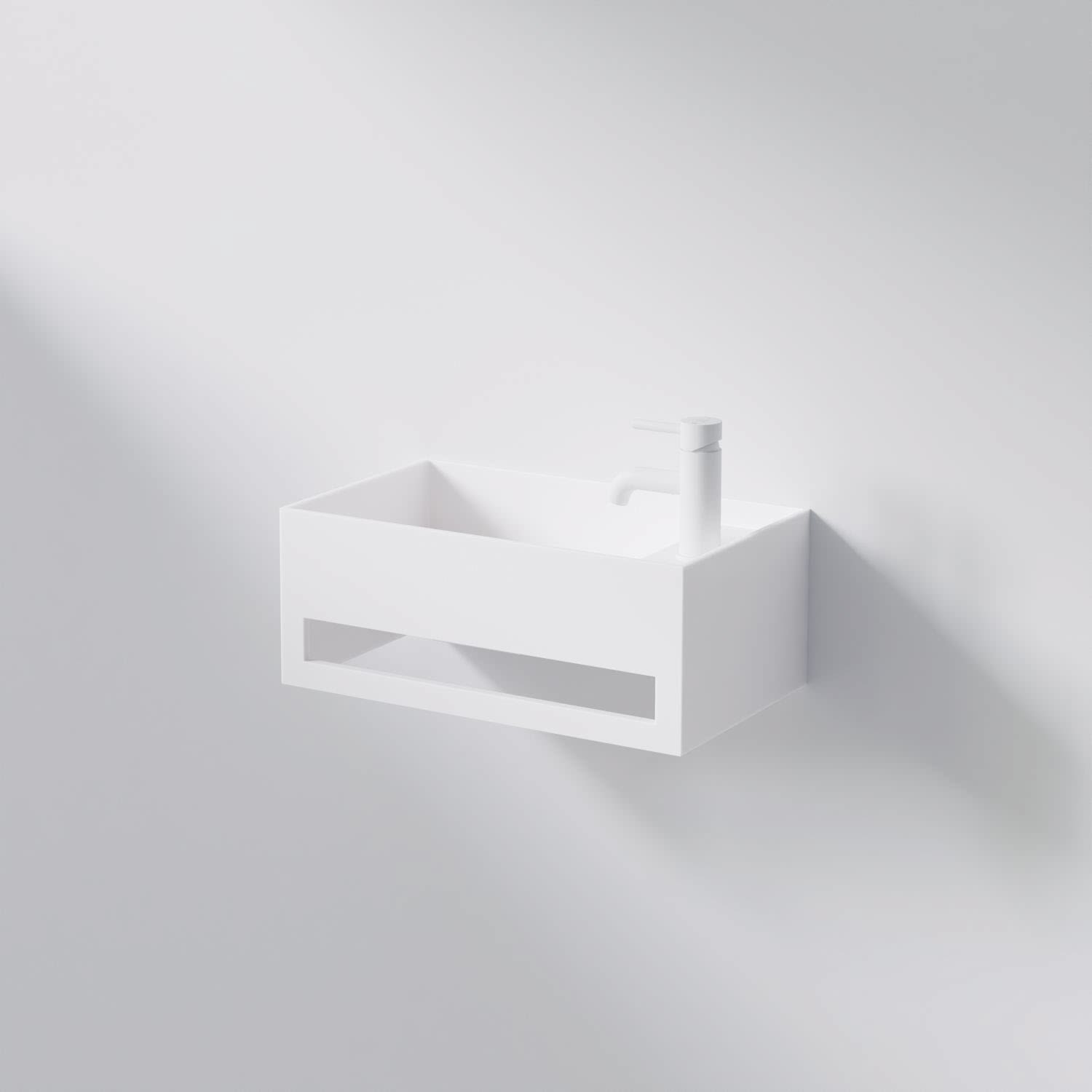 Steinberg Serie 440 Wandwaschtisch 50 x 30 cm, mit Handtuchhalter, Badkeramik, matt white 440 7000 W