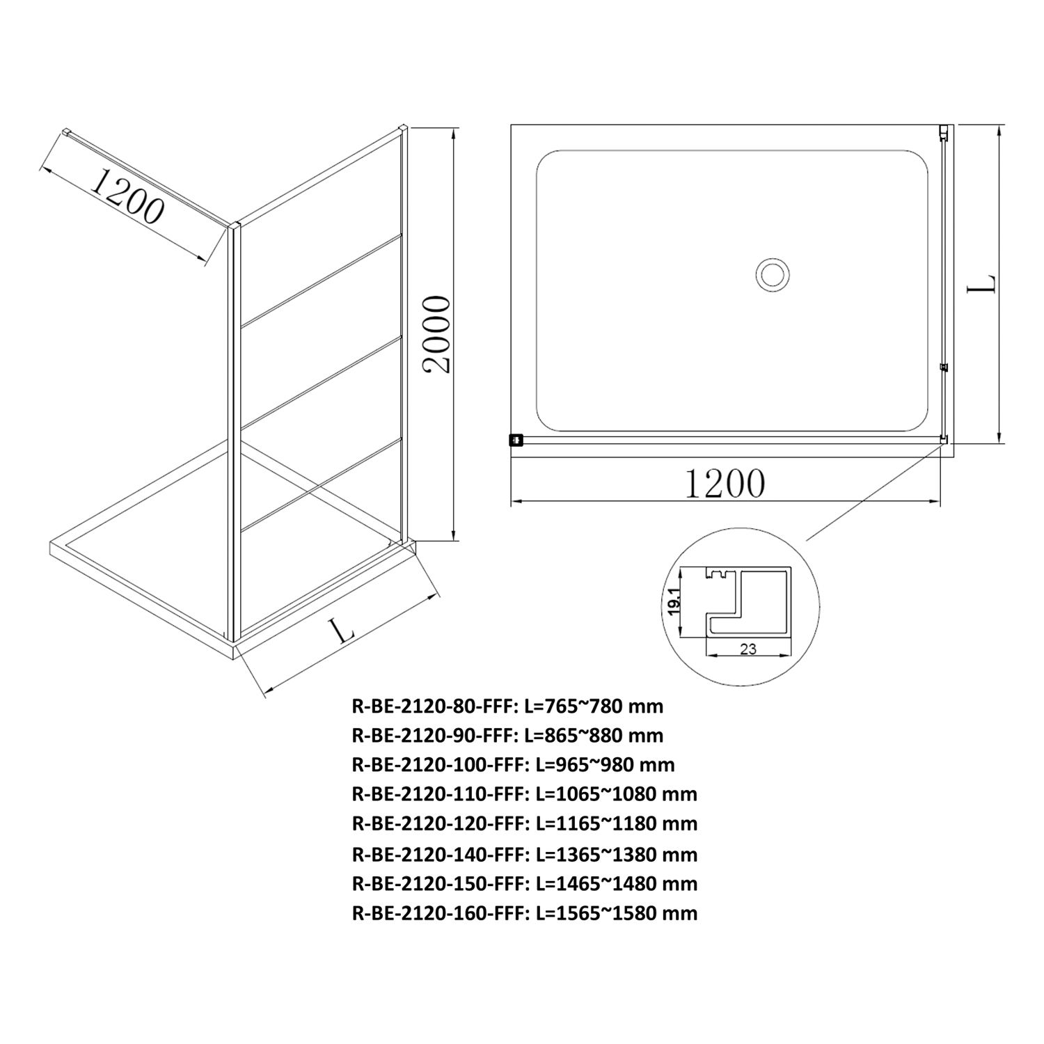 Sturotec 3060 Walk-In Seitenwand 100 x 200 cm mit Nano-Beschichtung 3