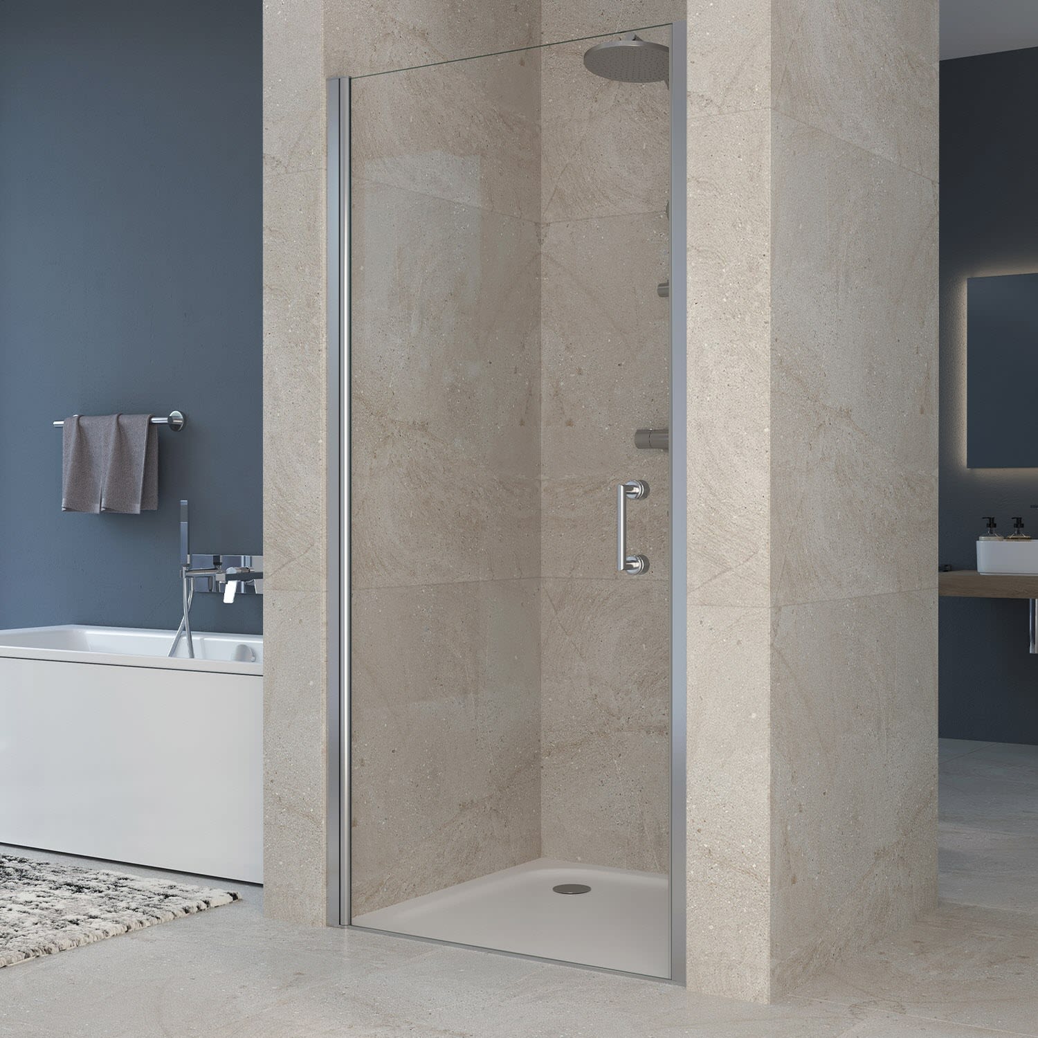 Sturotec 5070 Drehtür für Nische 80 x 195 cm mit Nano-Beschichtung, Duschkabinen, chromoptik STUR-SE-L80