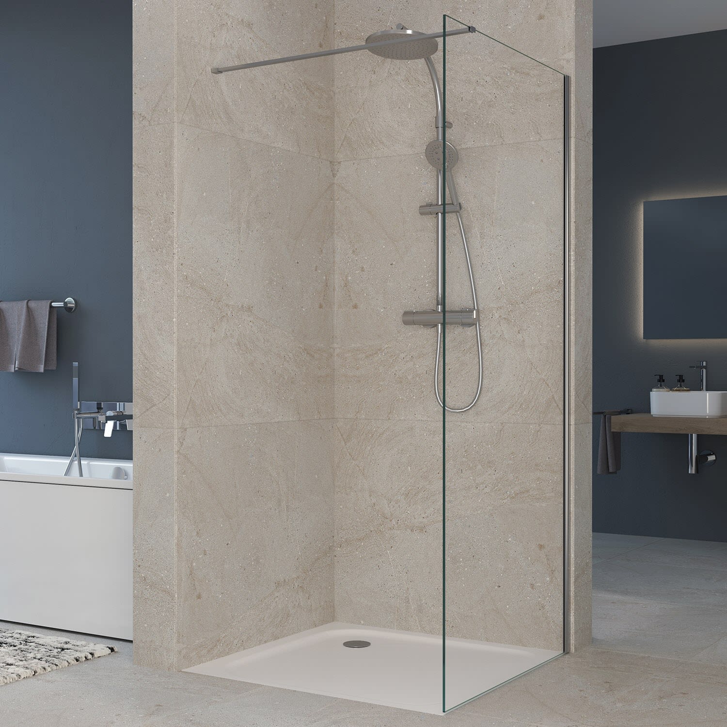 Sturotec 5090 Walk-In Seitenwand 110 x 200 cm mit Nano-Beschichtung, Duschkabinen, chromoptik STUWR-SN-2120-110