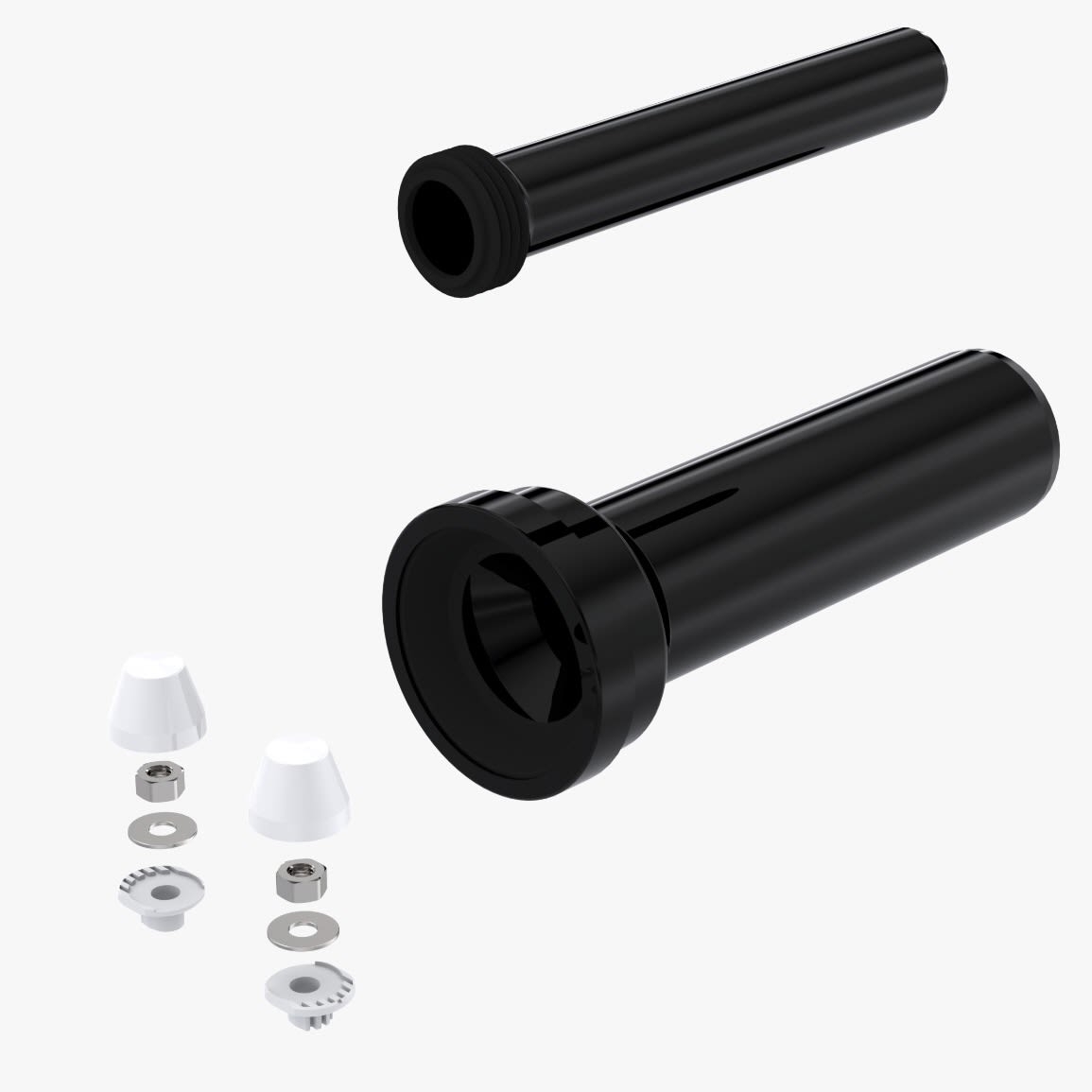 Sturotec Anschlussgarnitur für Wand-WC 35 cm lang, Badkeramik, schwarz, weiß STU160064