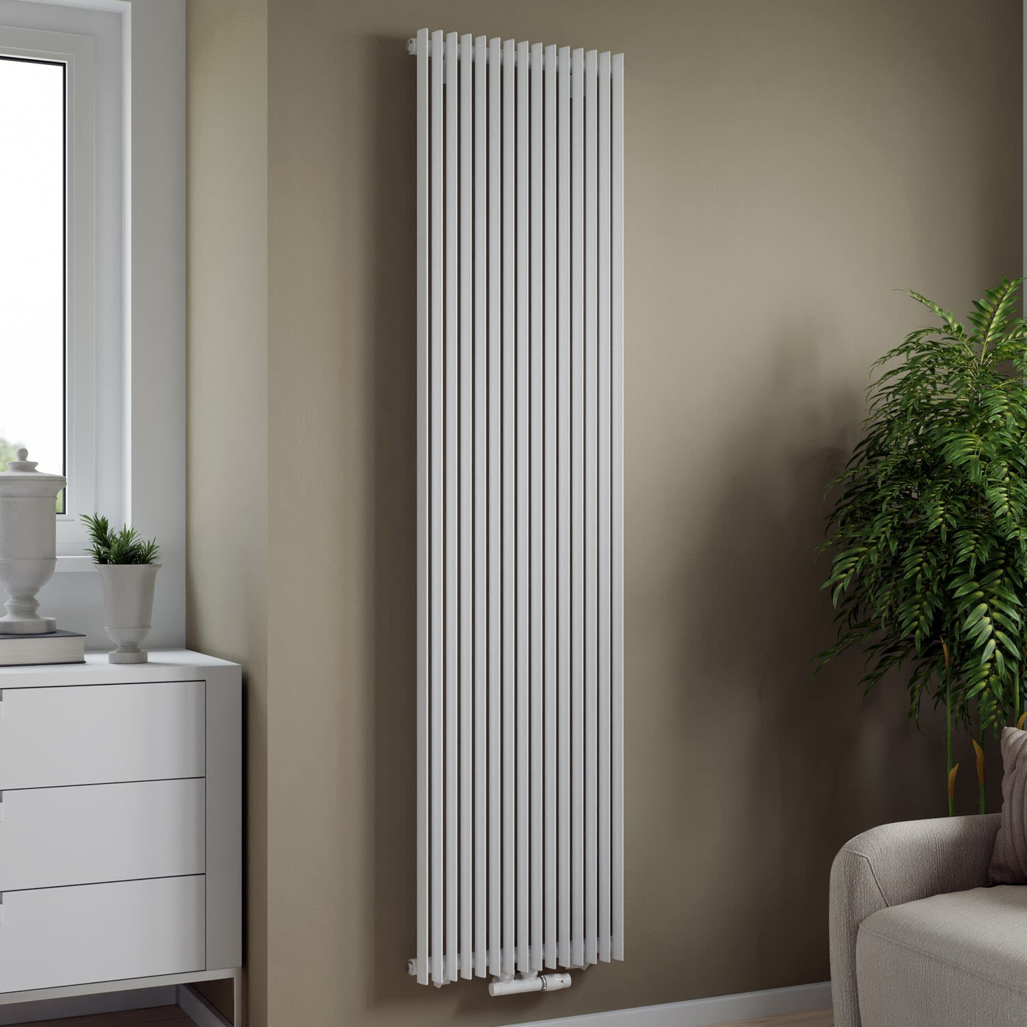 Sturotec Room 3 Heizkörper 60 x 180 cm mit Mittelanschluss, Heizung, weiß STUR3-600-1800