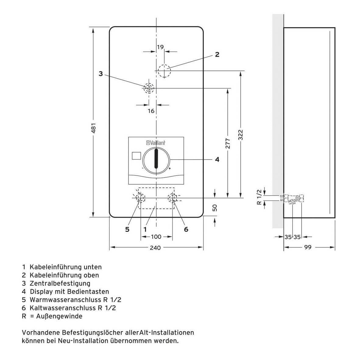 Vaillant Elektro-Durchlauferhitzer electronicVED E 18/8 4