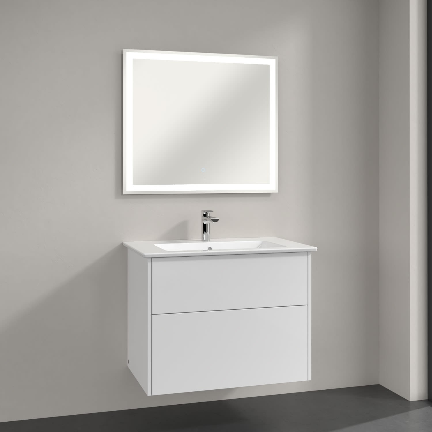 Villeroy & Boch Finero Badspiegel mit umlaufendem LED-Lichtband in den Maßen 80 x 70 cm 2
