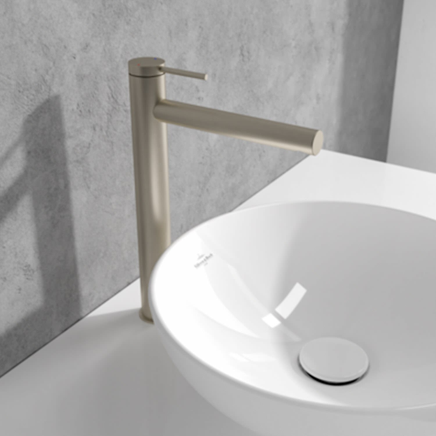 Villeroy & Boch Loop & Friends Einhebel-Waschtischarmatur erhöht, Badarmaturen, brushed nickel matt TVW10610615364
