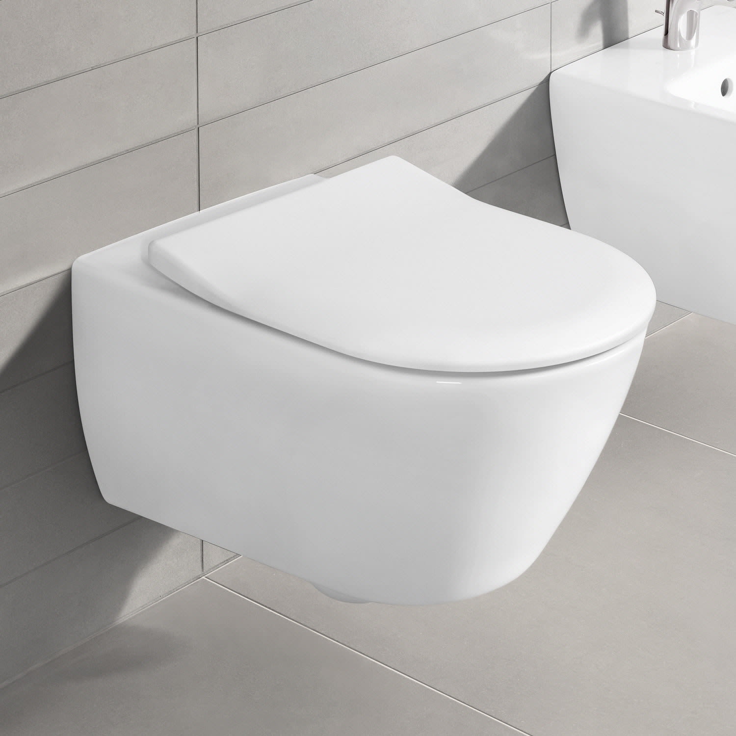 Villeroy & Boch Subway 2.0 Tiefspül-WC spülrandlos, wandhängend, mit DirectFlush, Badkeramik, stone white 5614R0RW