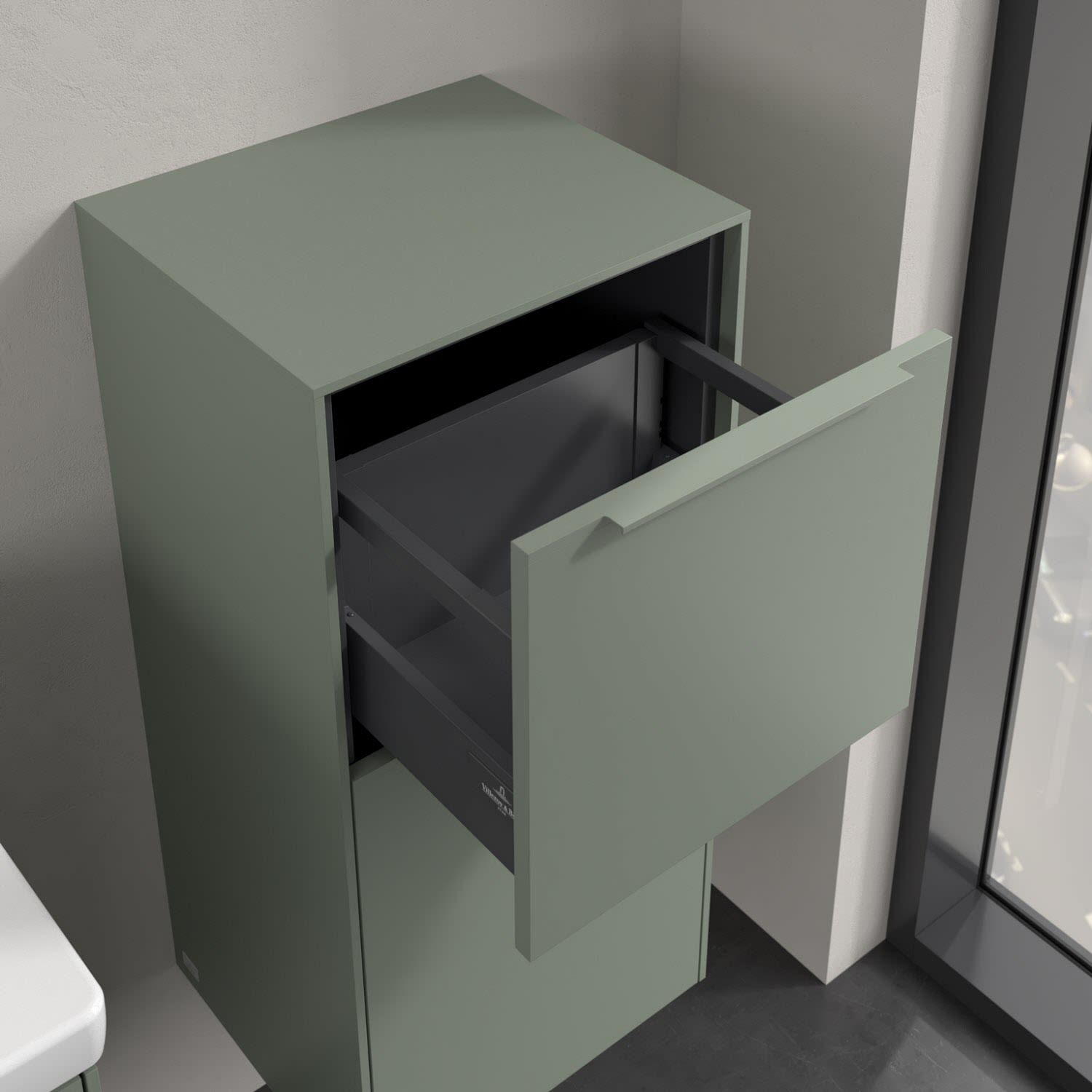 Villeroy und Boch Villeroy et Boch Subway 3.0 armoire latérale C59500VN 40x86x36,2cm, charnière à droite / poignée aluminium brillant, gris cachemire 3