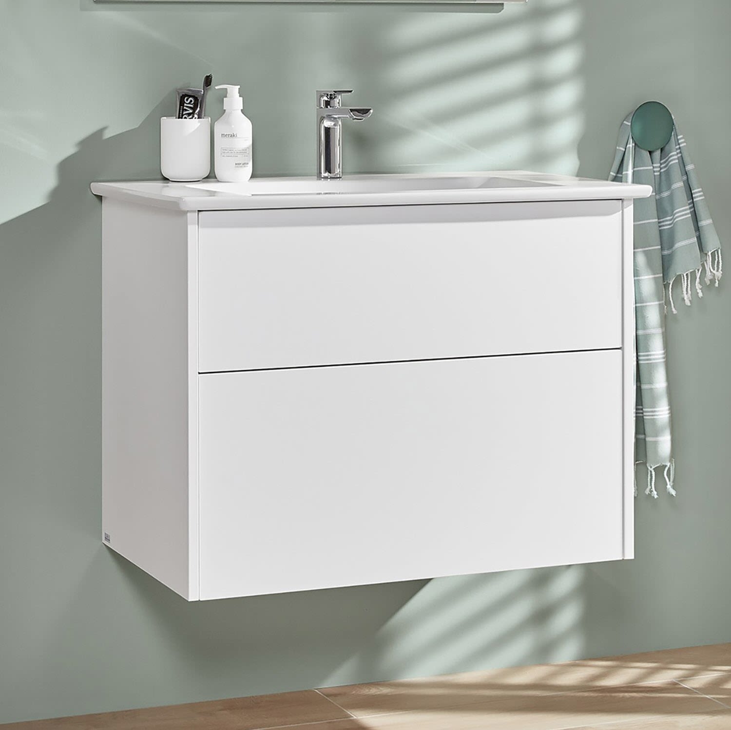 Villeroy & Boch Finero Waschtischunterschrank 80 cm mit Waschtisch, 2 Auszüge S00502DHR1, Badmöbel,