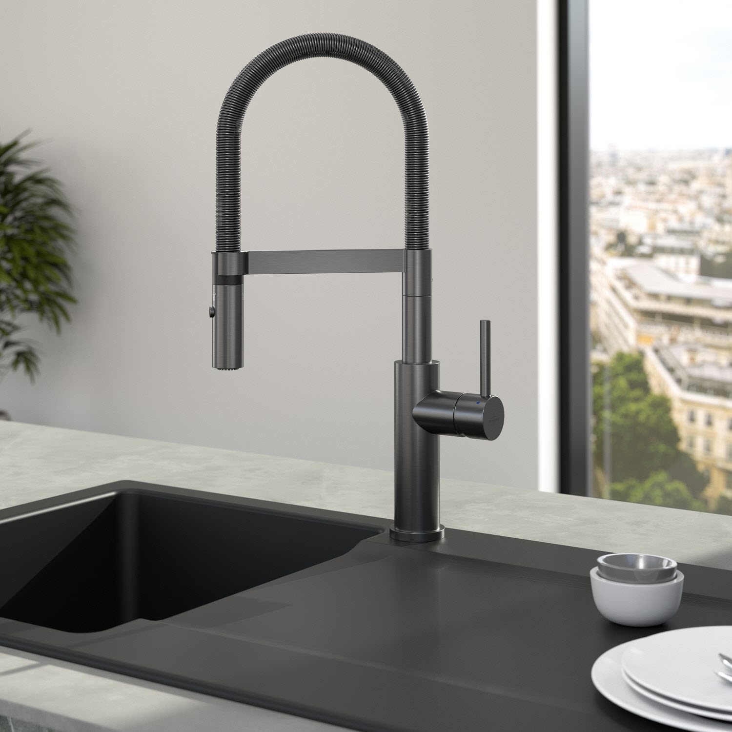 Villeroy und Boch Robinet de cuisine Villeroy & Boch Steel Expert 2.0 92800005 avec aérateur pivotant, anthracite 2