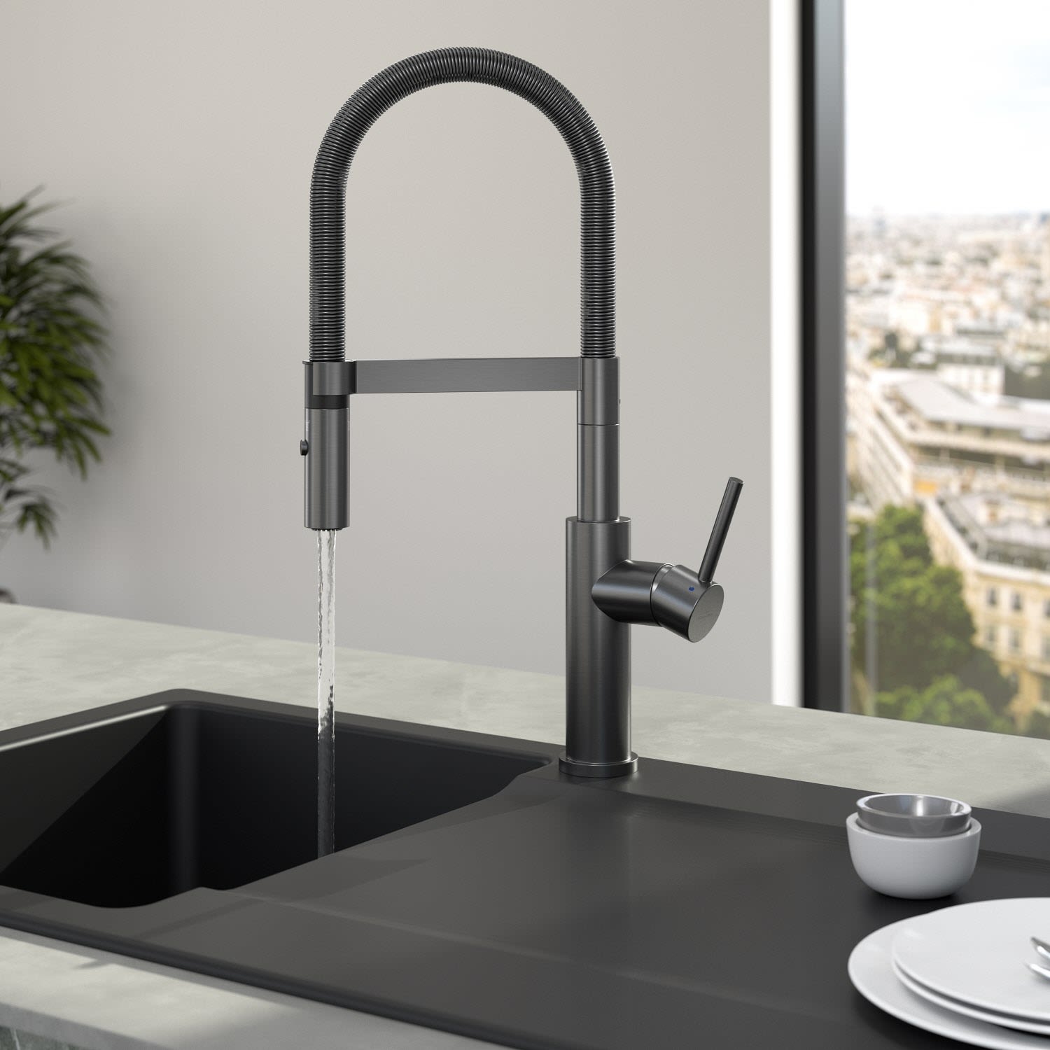 Villeroy und Boch Robinet de cuisine Villeroy & Boch Steel Expert 2.0 92800005 avec aérateur pivotant, anthracite 3