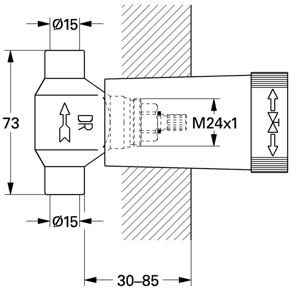 GROHE UP-Ventil-Unterteil Lötanschluss, DN 15 Bild 2